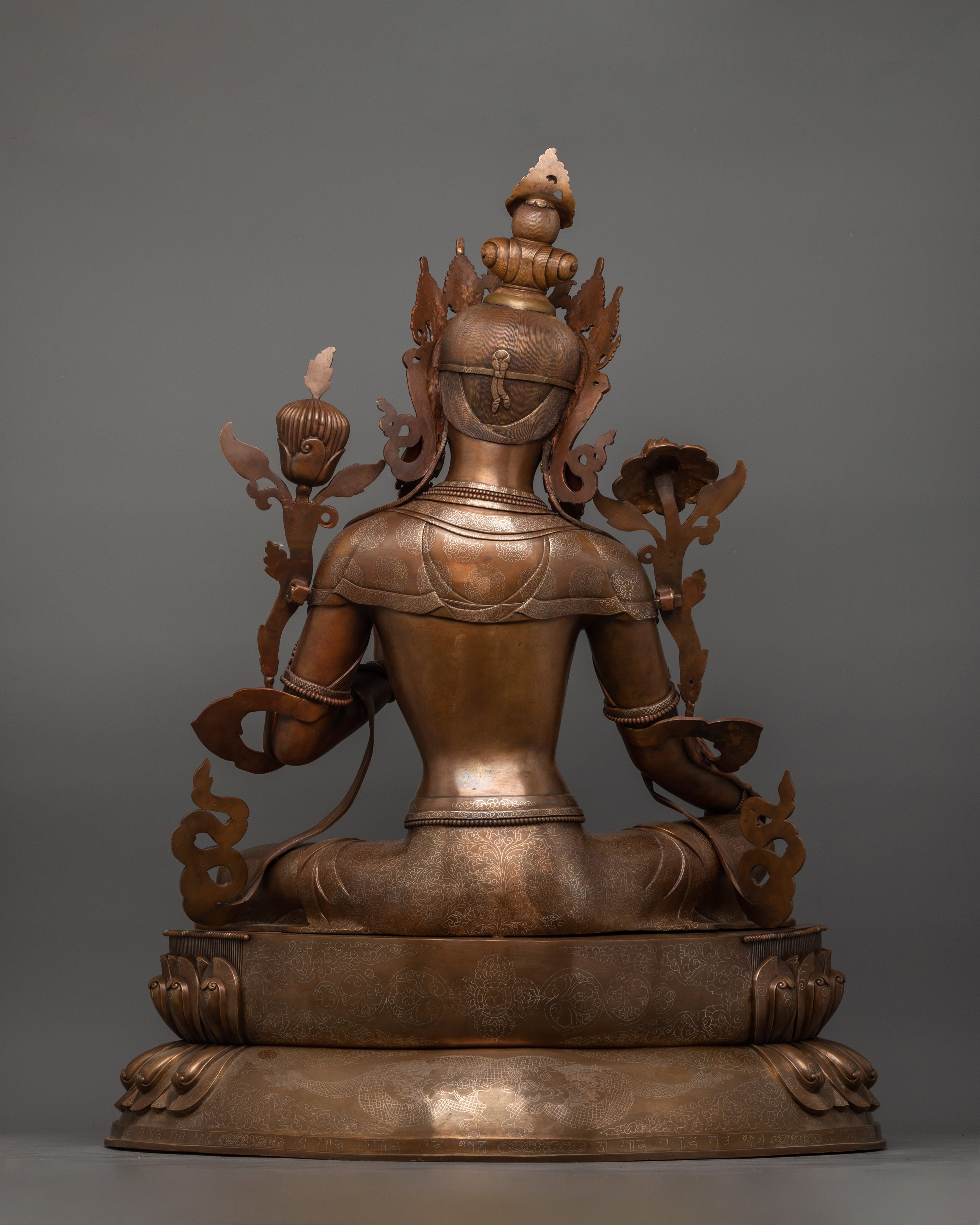 Tibetan Green Tara Oxidized Copper Statue | Sacred Buddhist Artwork