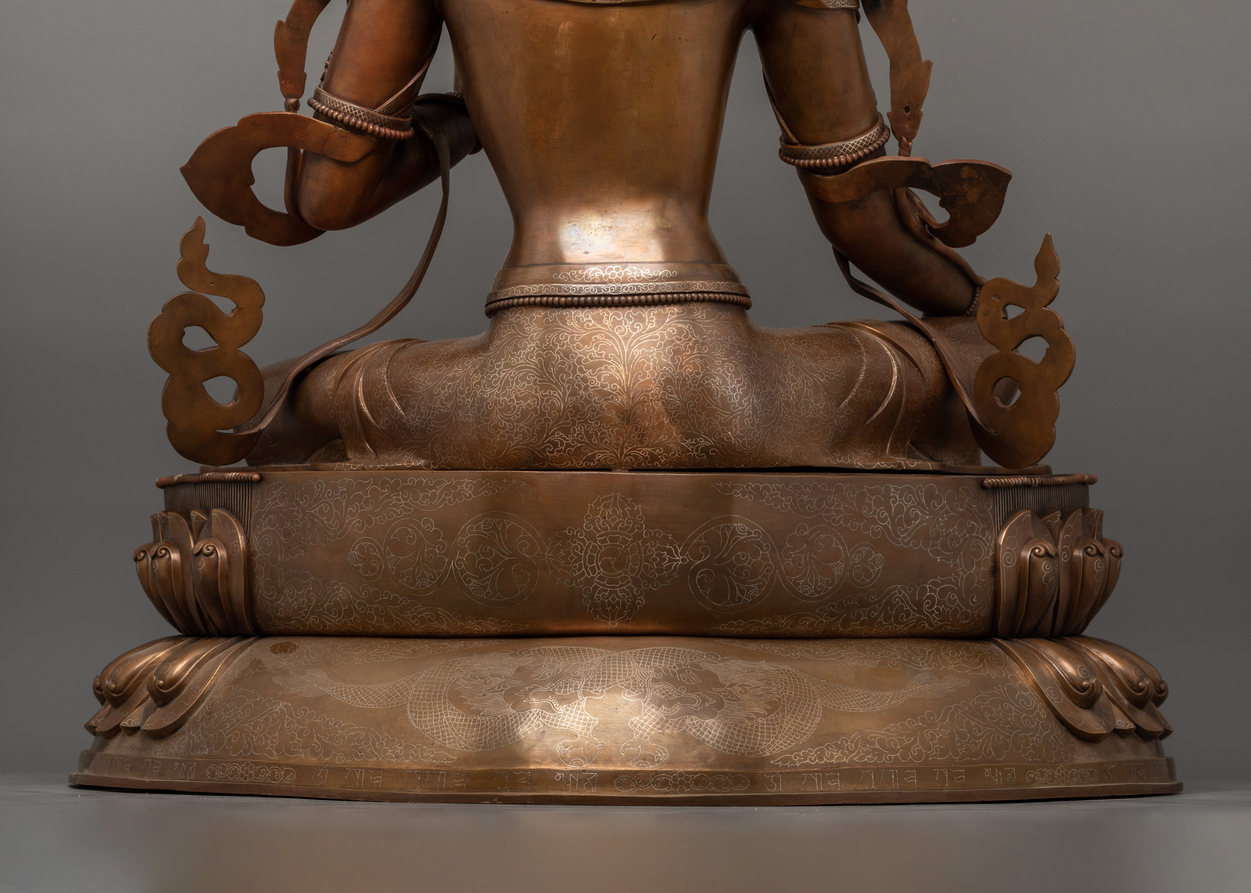 Tibetan Green Tara Oxidized Copper Statue | Sacred Buddhist Artwork