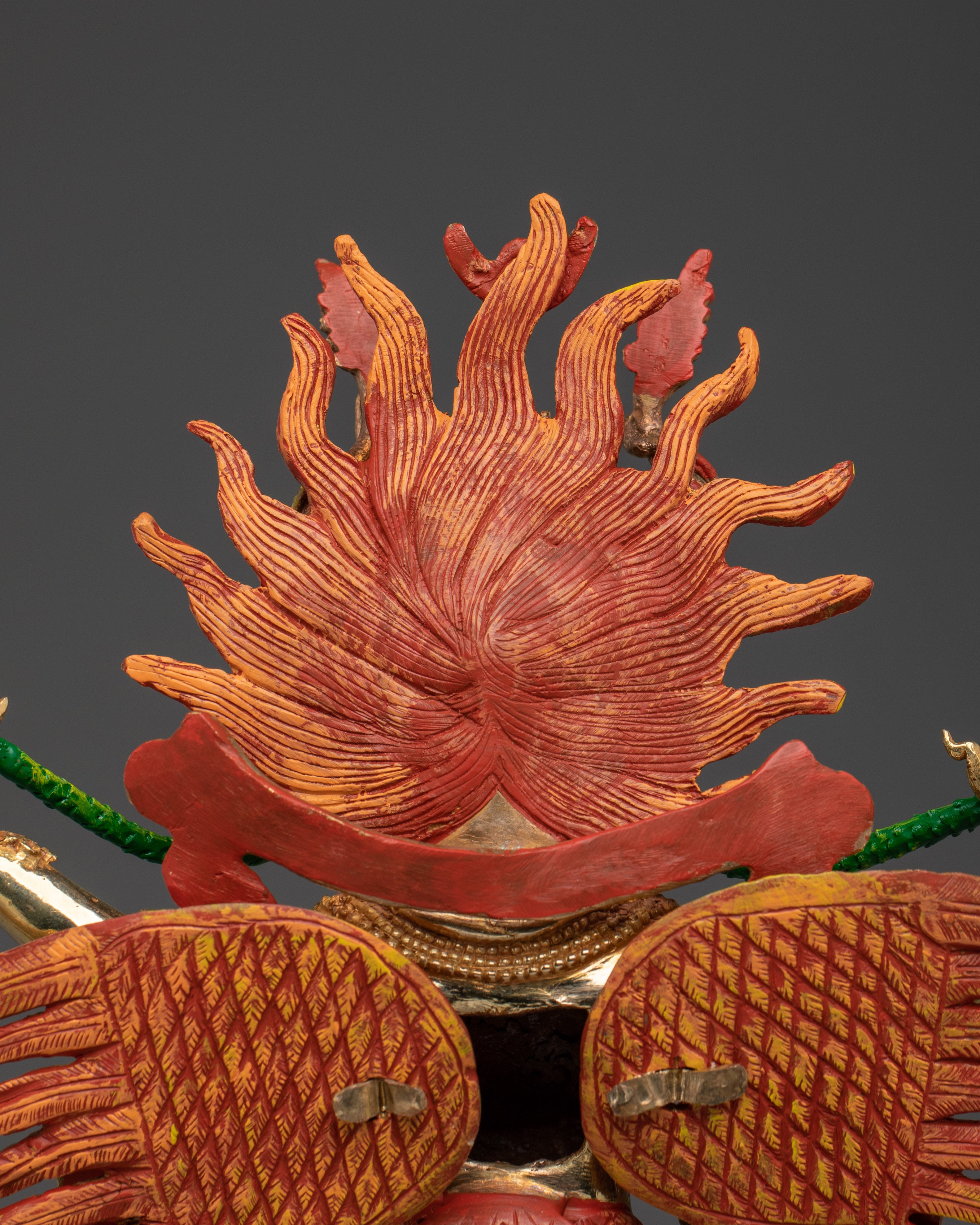 Garuda statue with flaming aureole | Spiritual Buddhist Art for Protection and Power