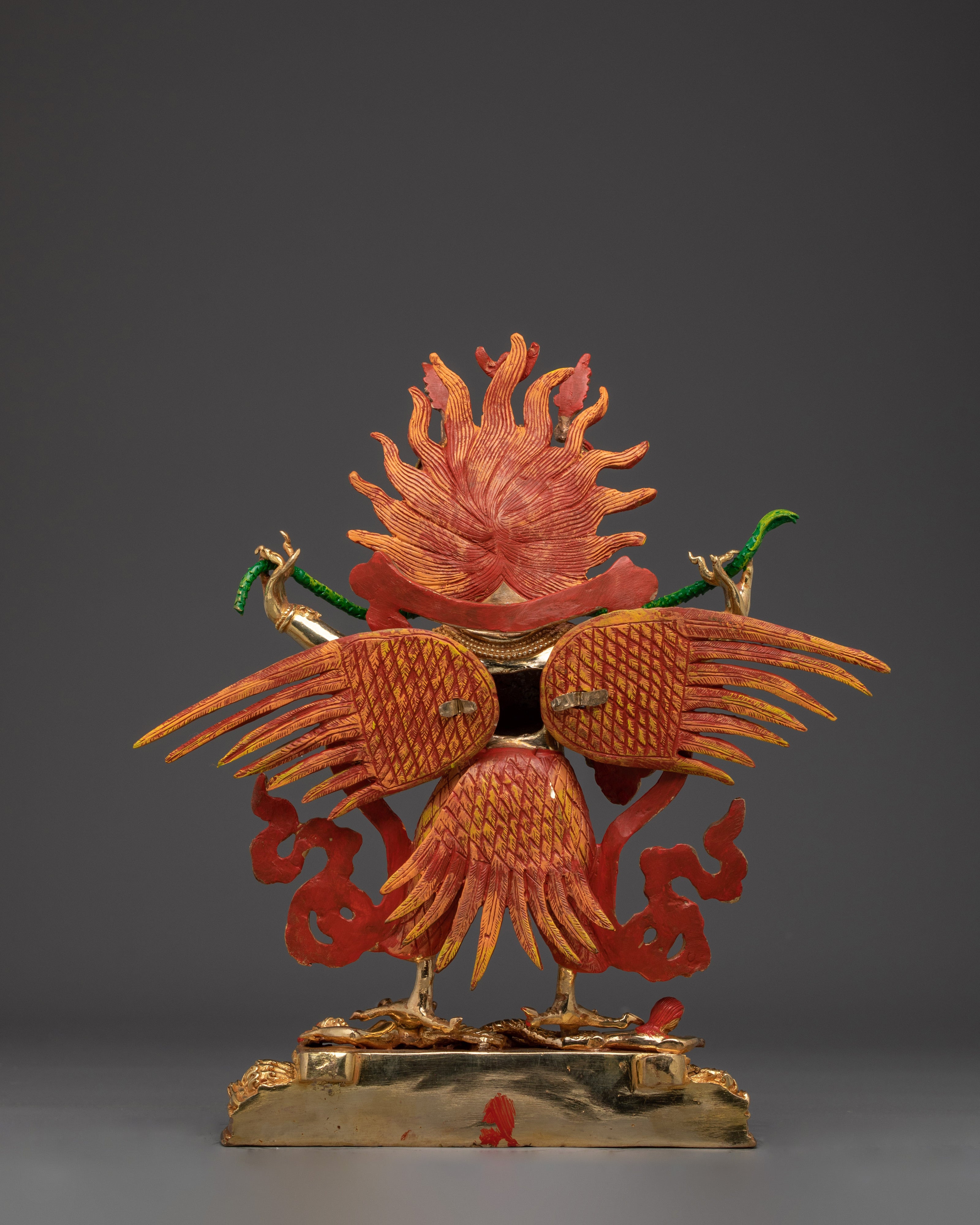 Garuda statue with flaming aureole | Spiritual Buddhist Art for Protection and Power