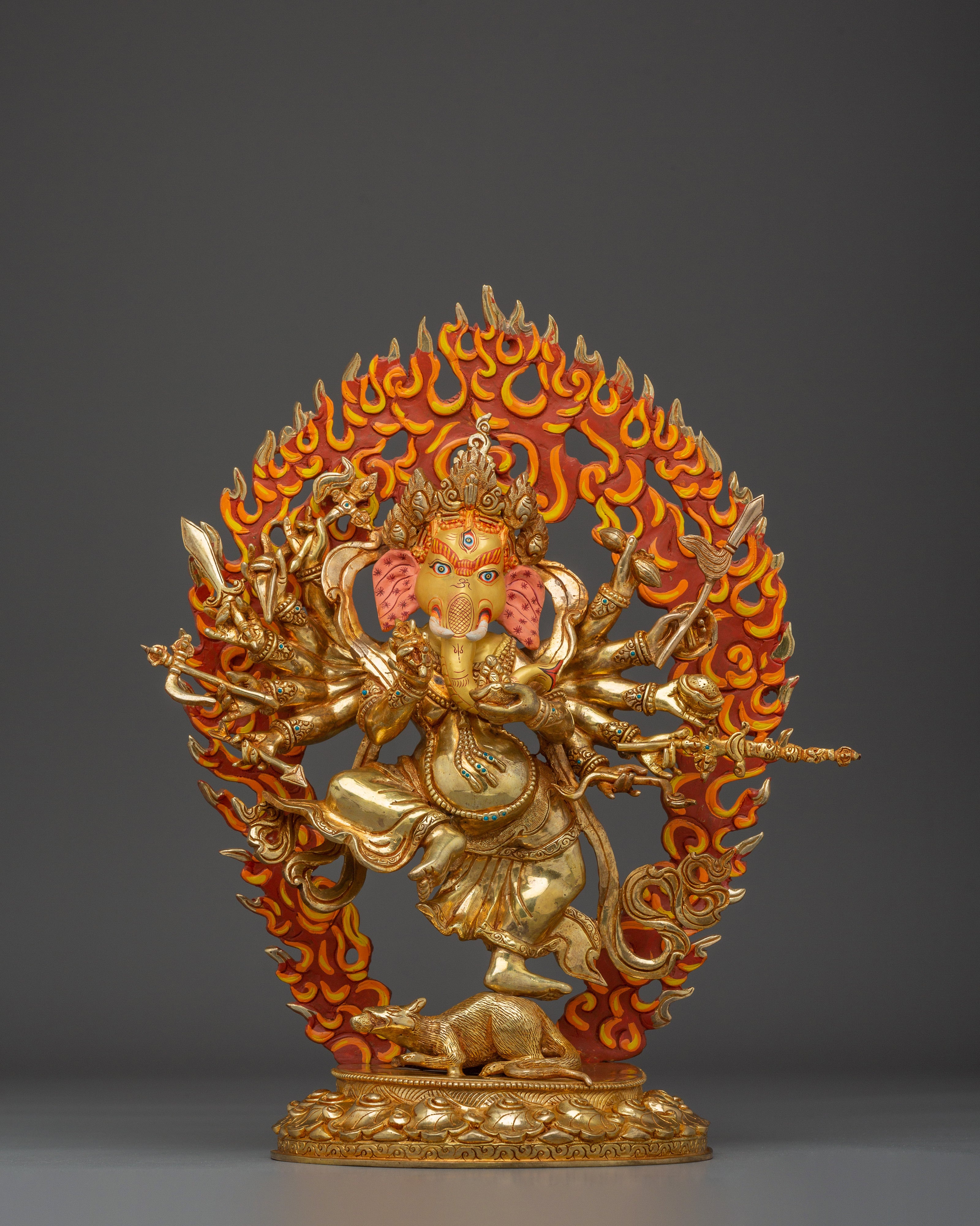 Ganesh Gold Gilded and Copper Statue
