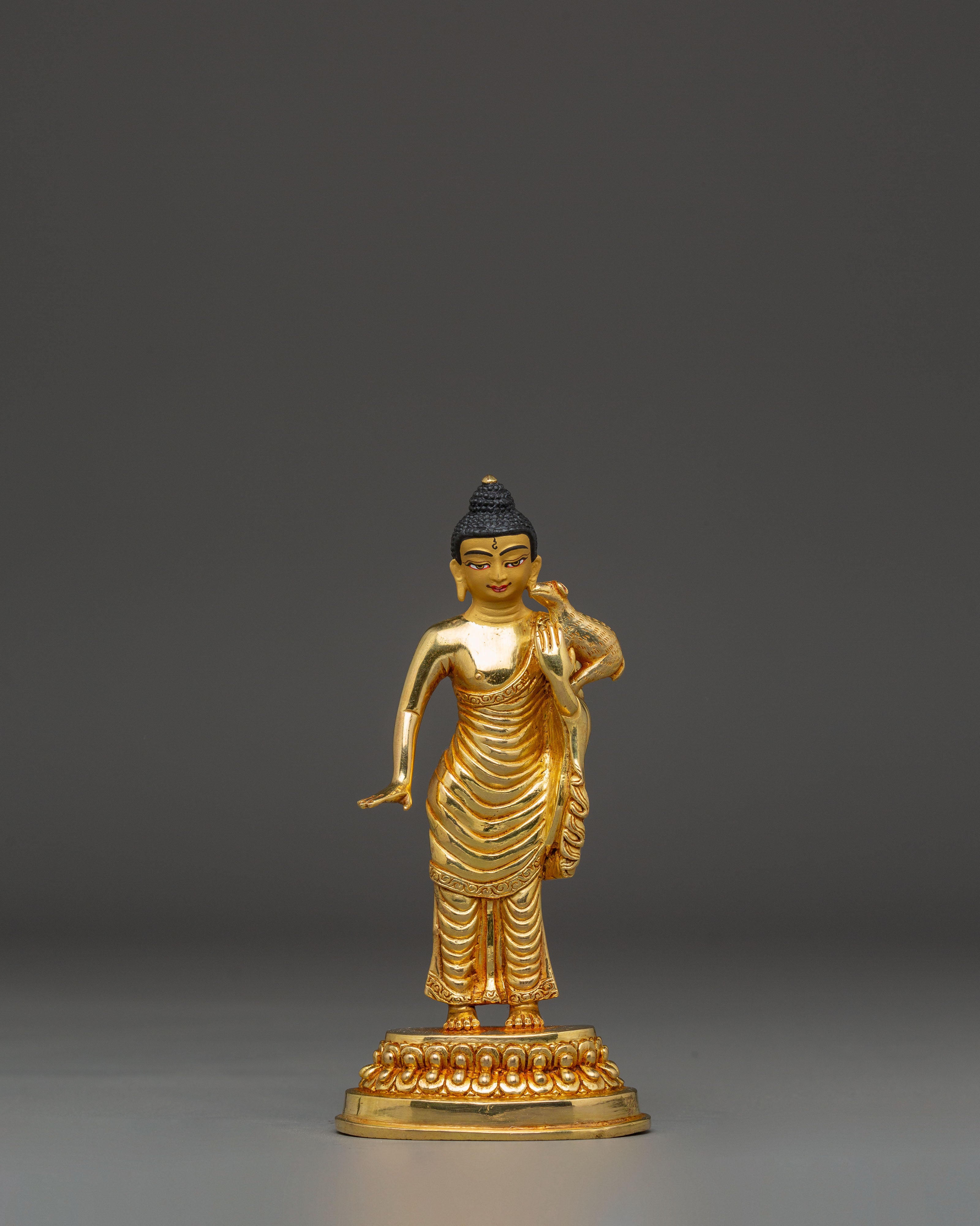Gautama Buddha 24K Gold Gilded Statue – Nepalese Copper Artwork