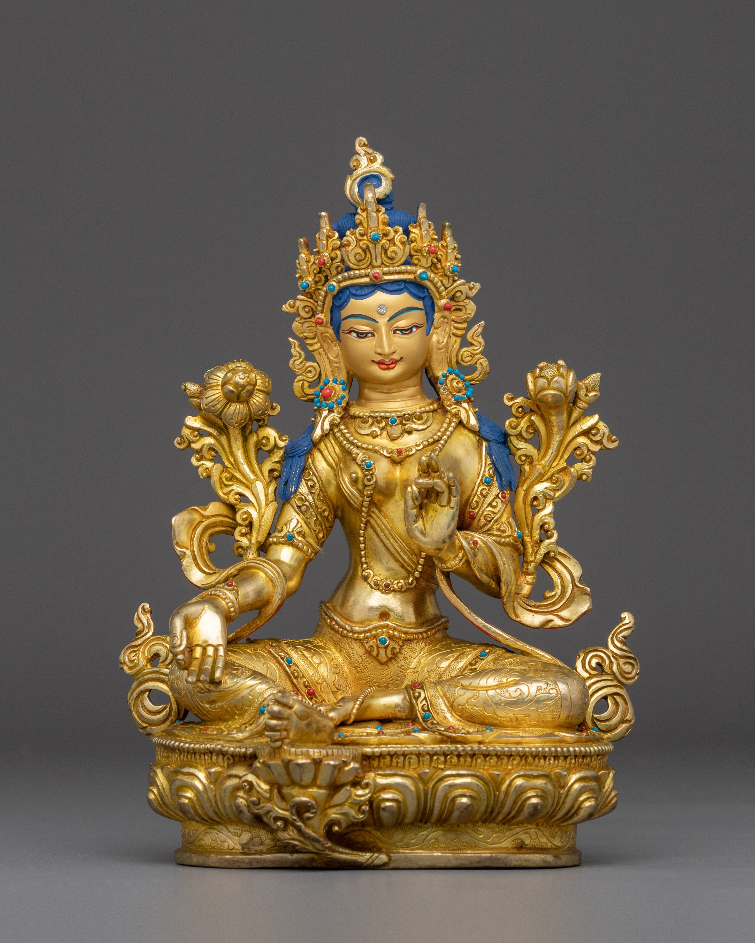 Handmade Golden Statue of Green Tara