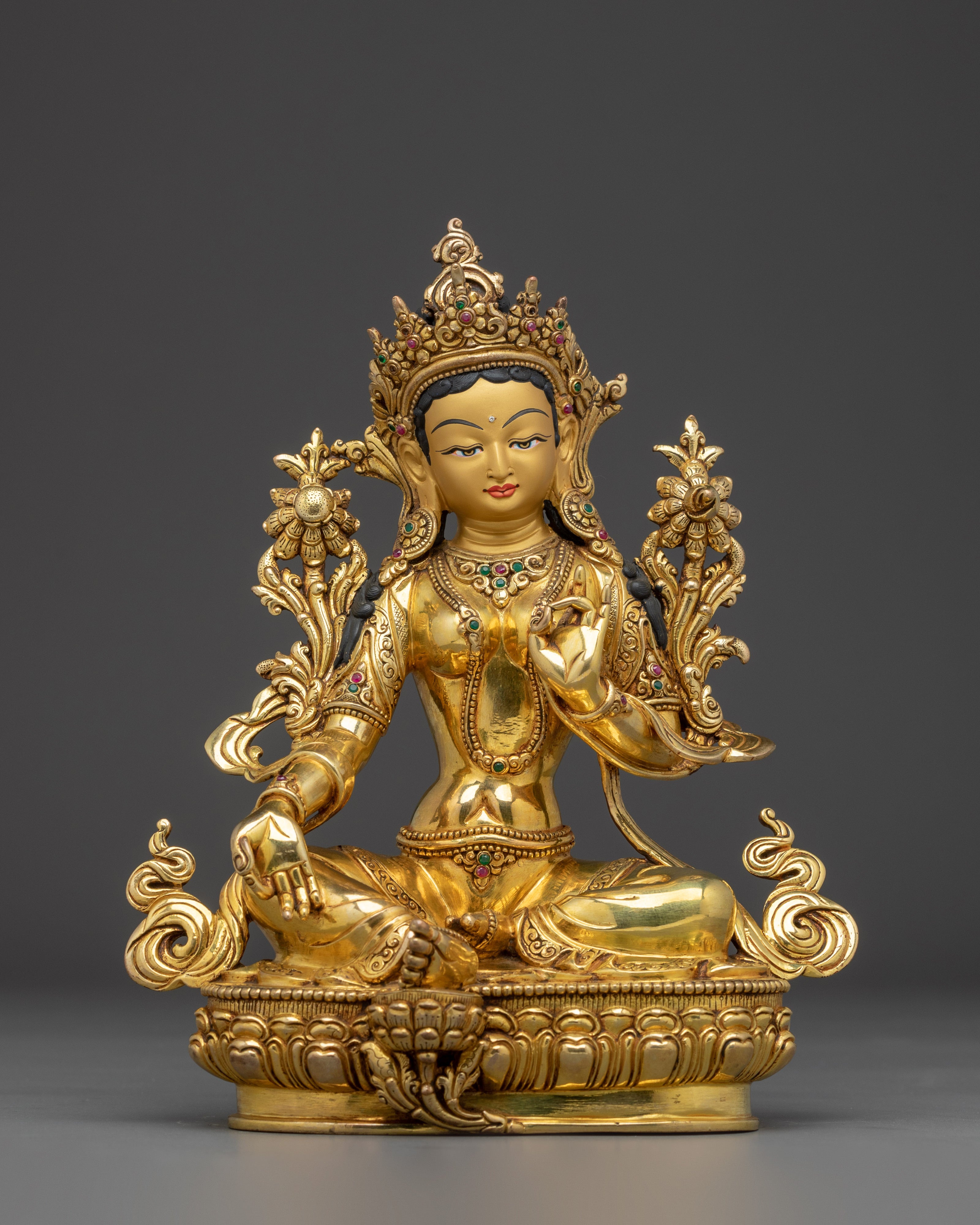 Golden Handmade Green Tara Art | Shyama Tara