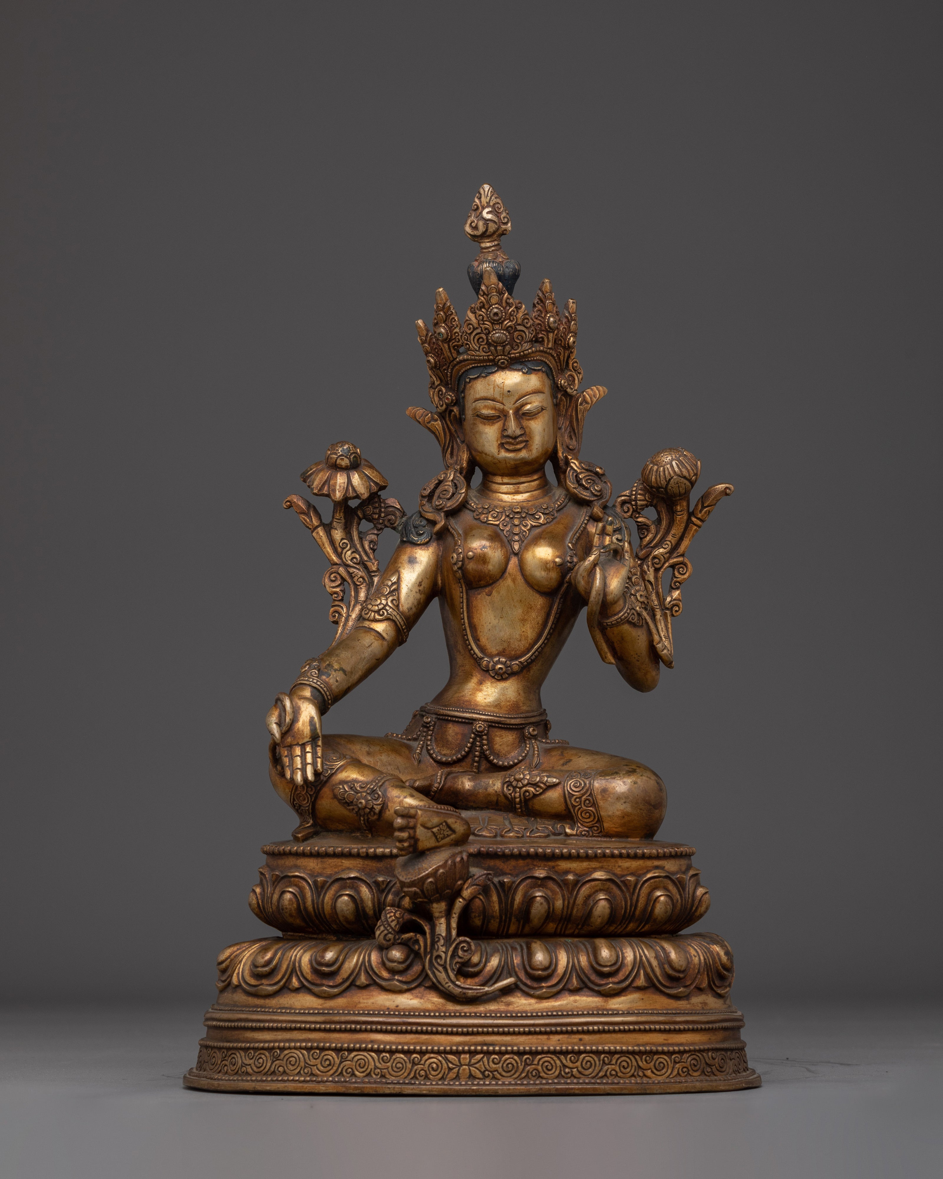 Green Tara Copper Statue -Saviouress from Fear | Mother of Compassion