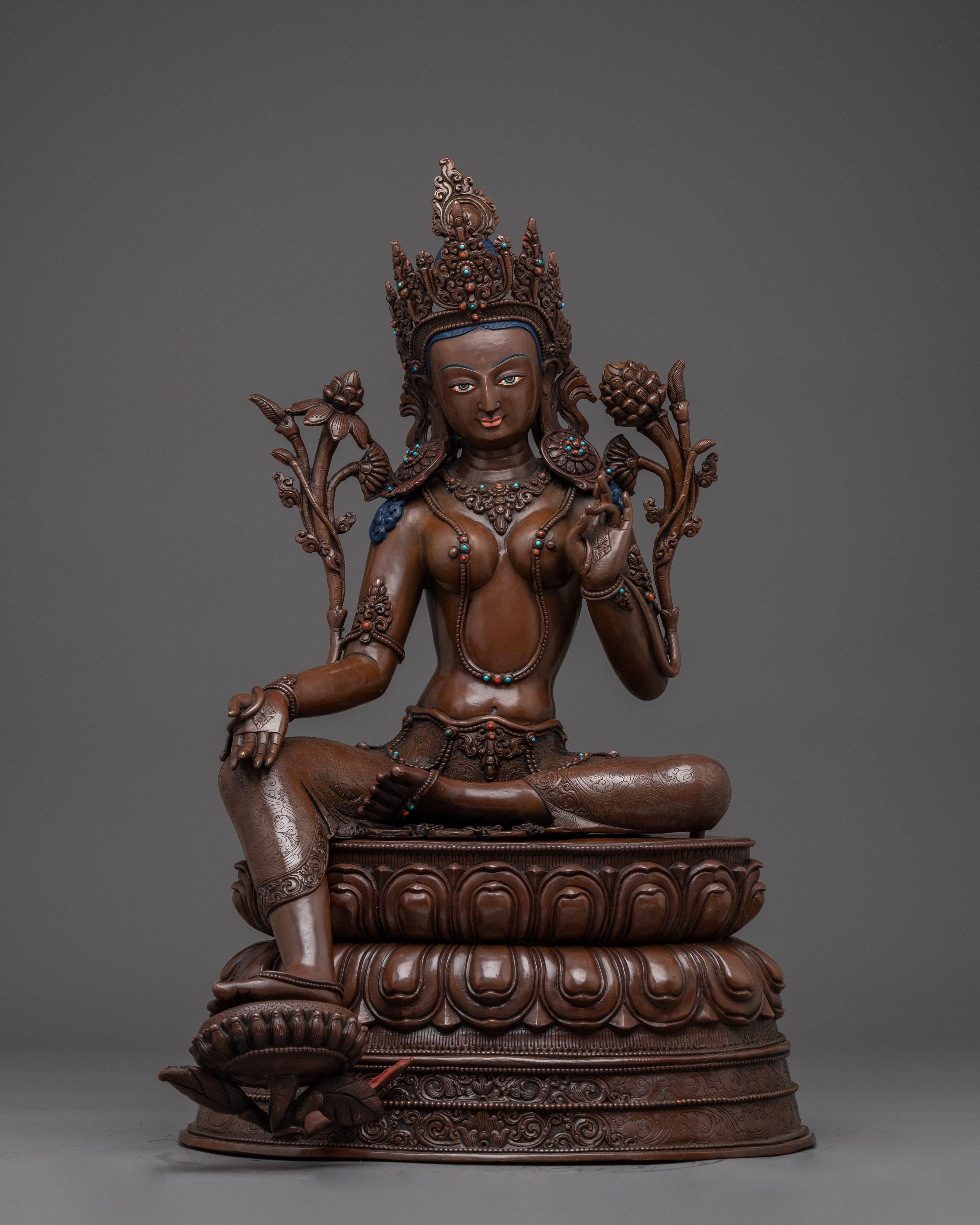 Oxidized Green Tara Decor Statue