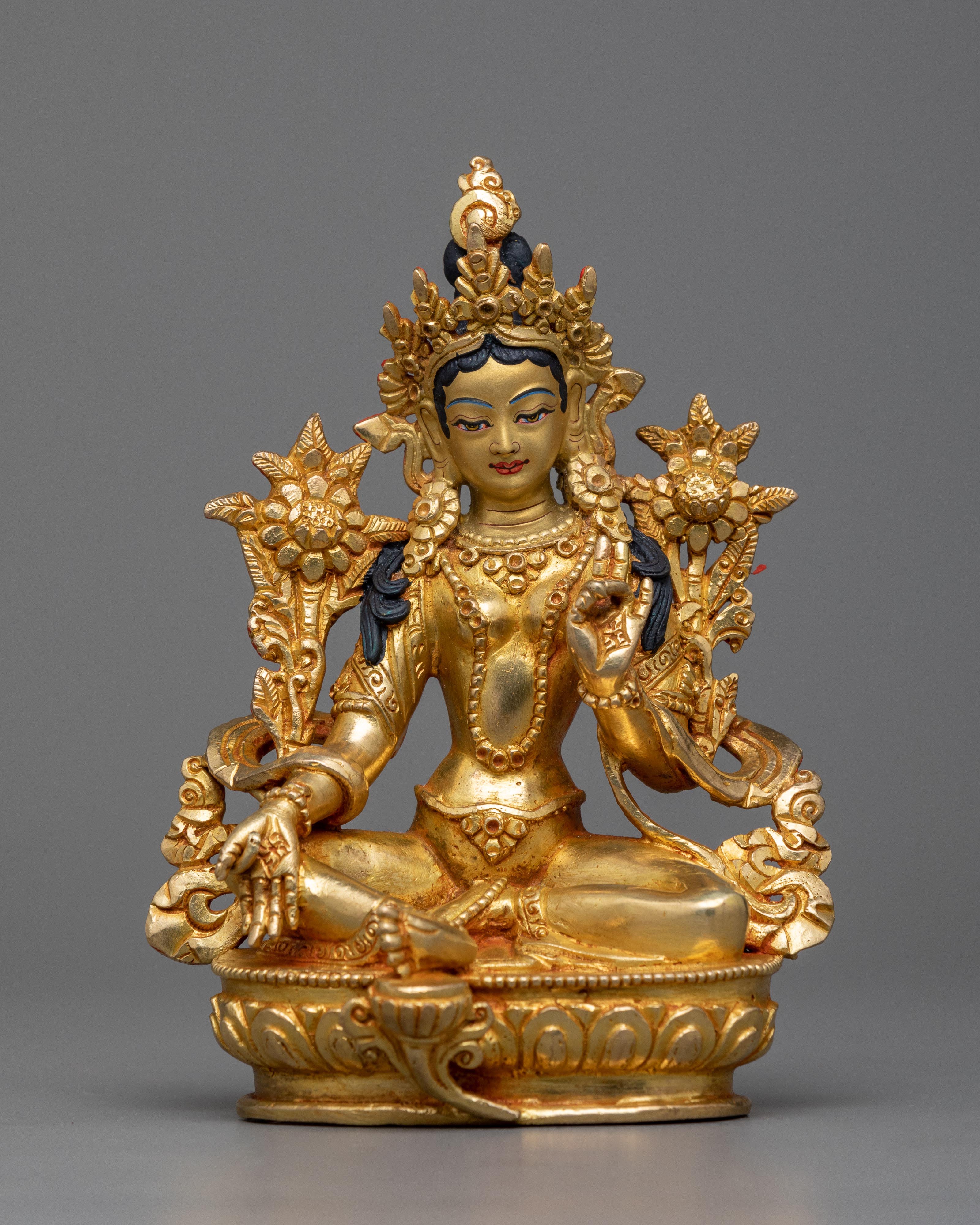 green-tara-gilt sculpture