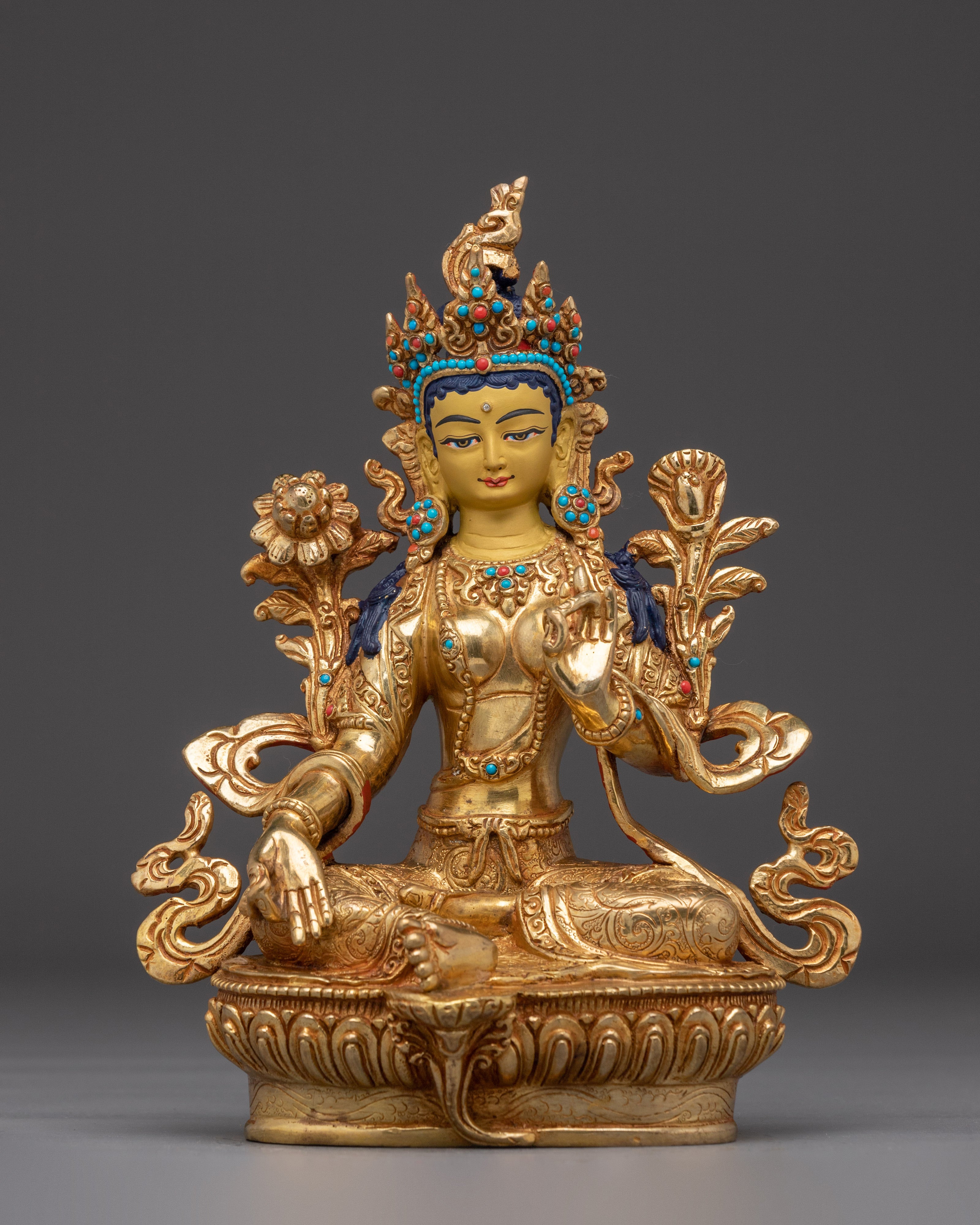 Enlightened Feminine Energy of Golden Green Tara Art