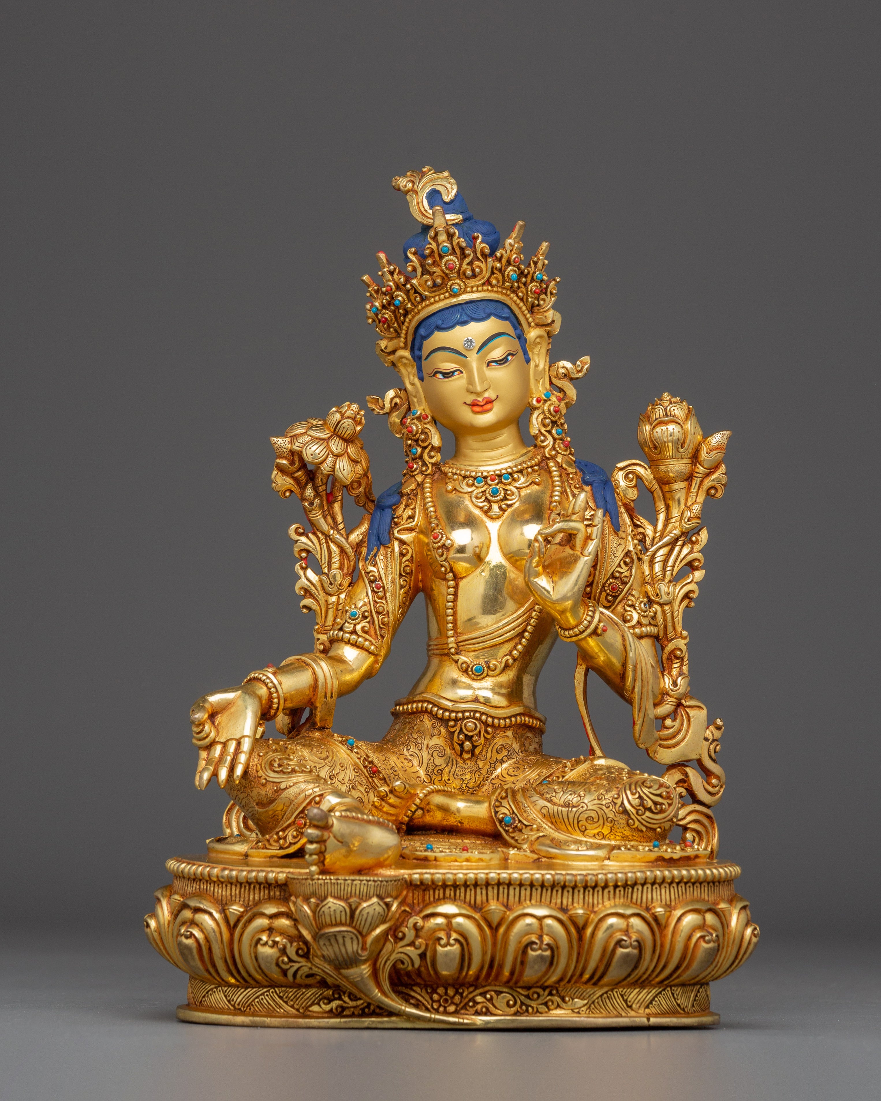 10.2 Inch Green Tara Handmade Statue
