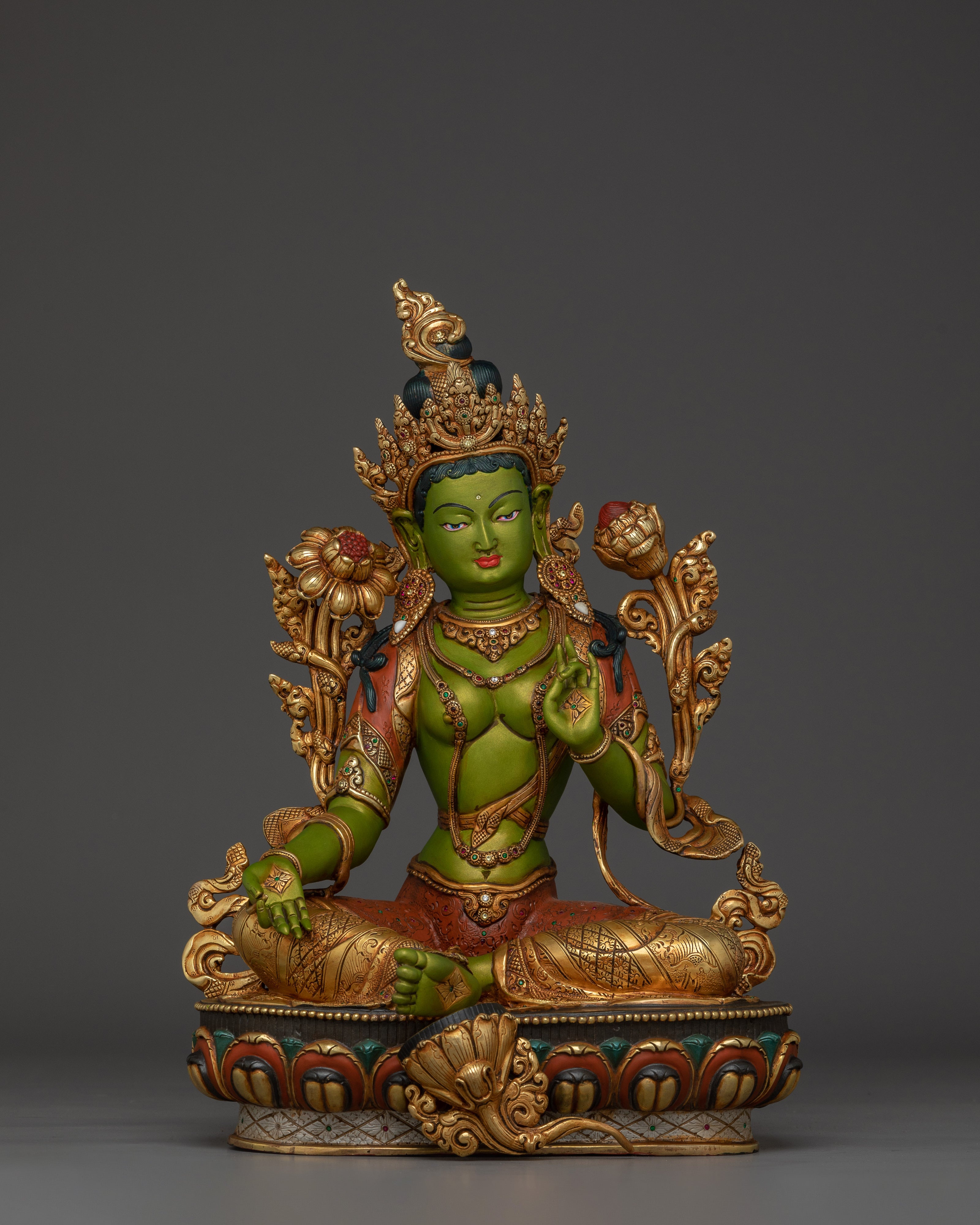 Handmade Buddhist Green Tara Art