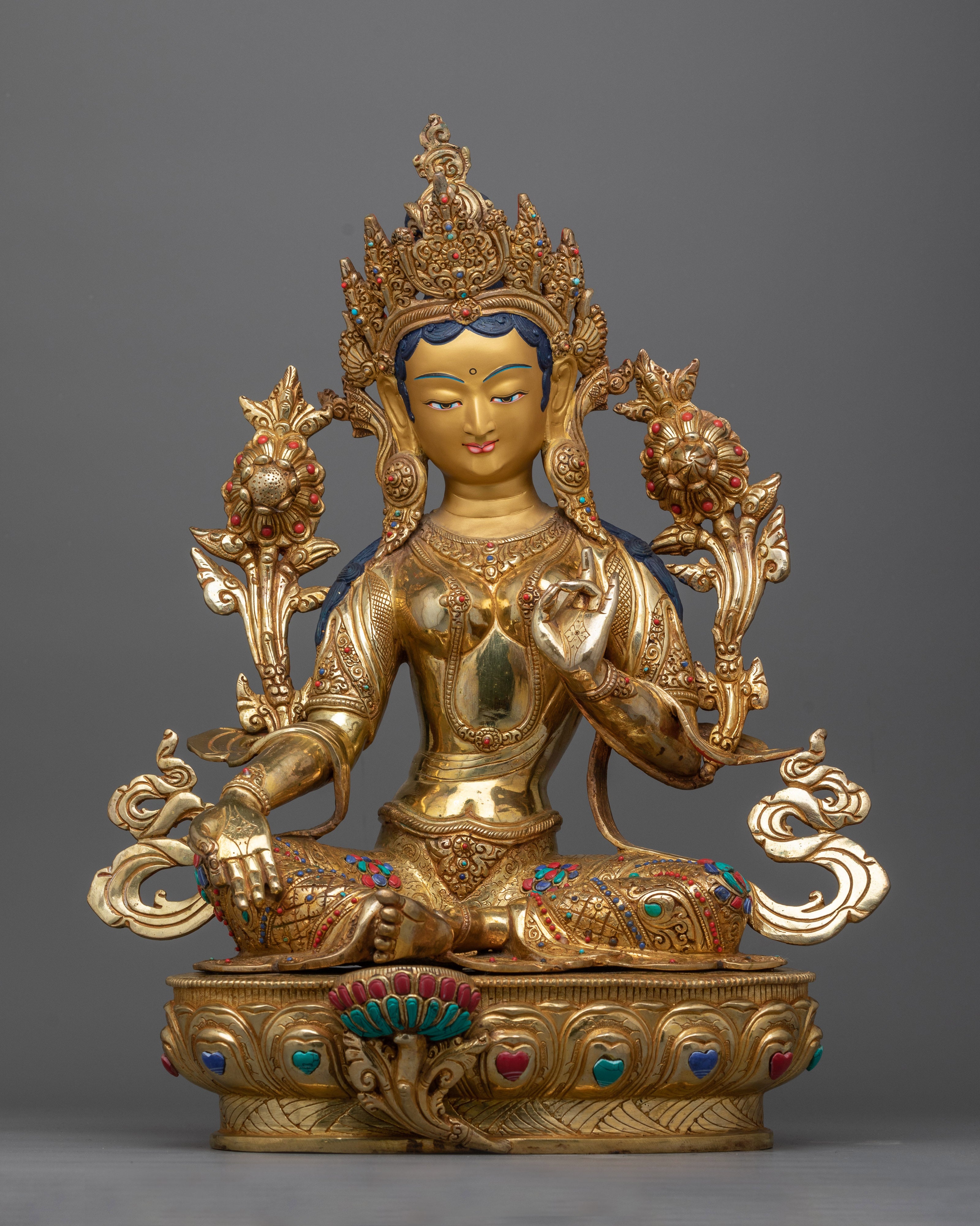 green-tara-gilded-sculpture-for altar