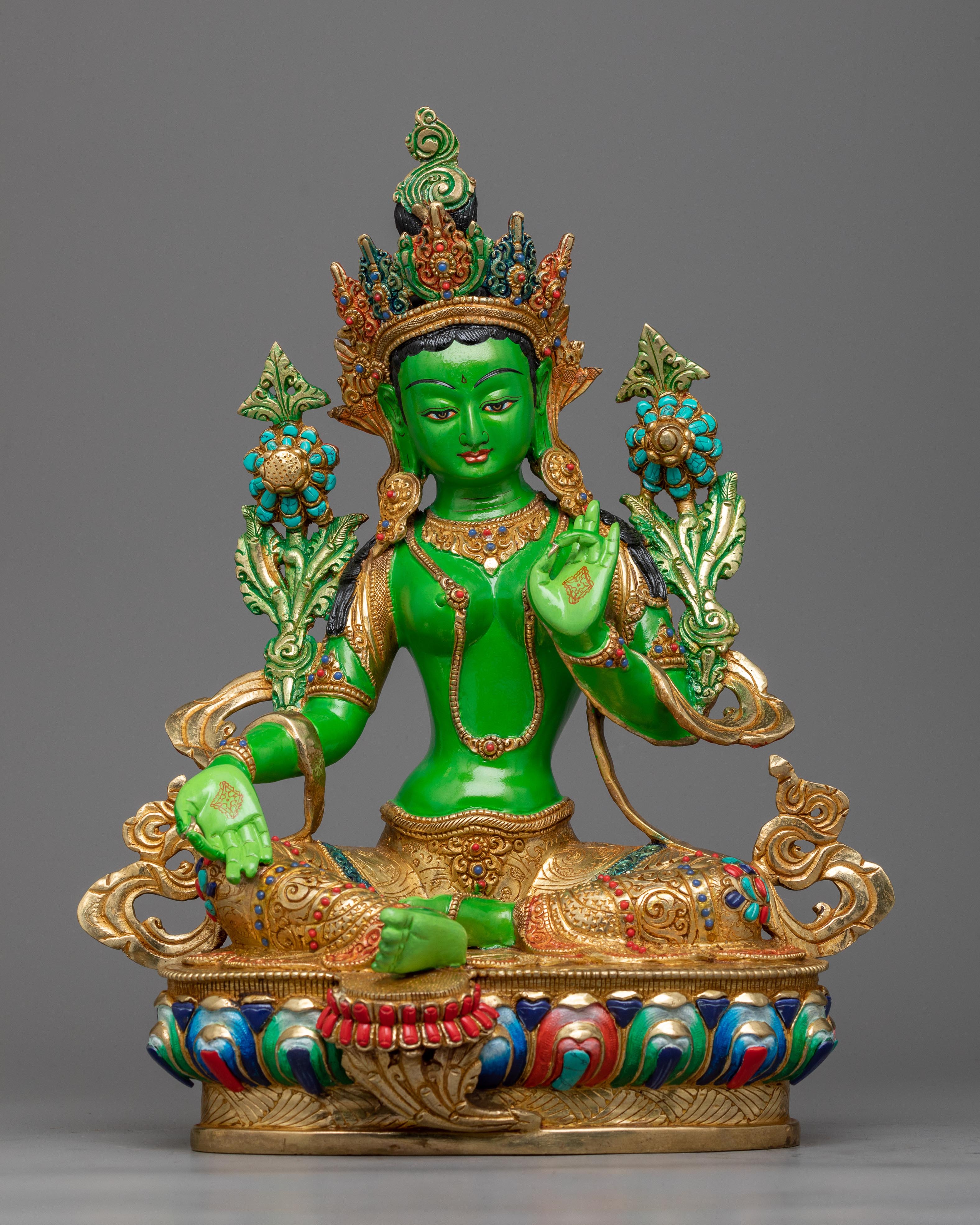 green-tara-acrylic painted sculpture