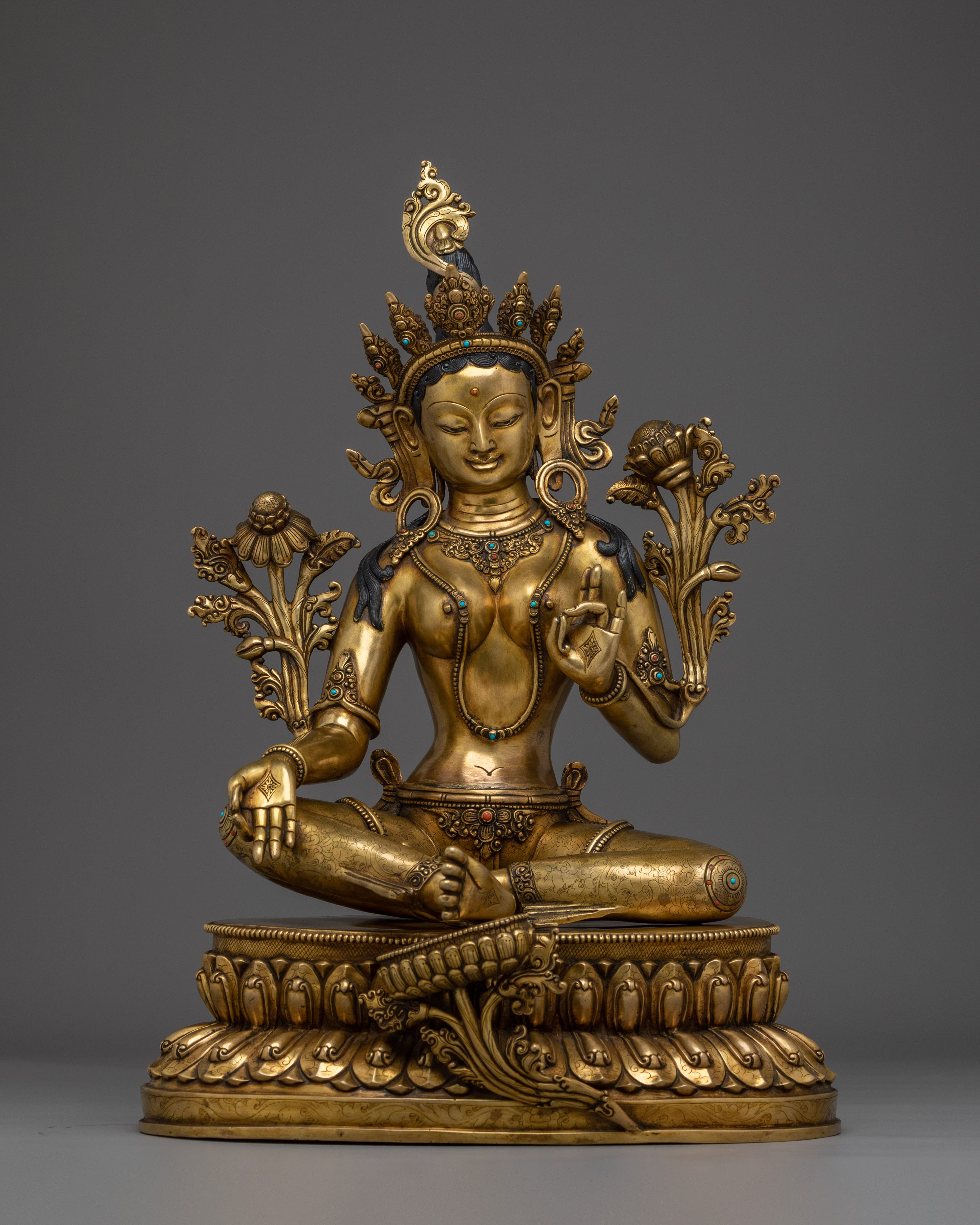 Compassionate Bodhisattva Green Tara Copper Statue | Mother of Liberation