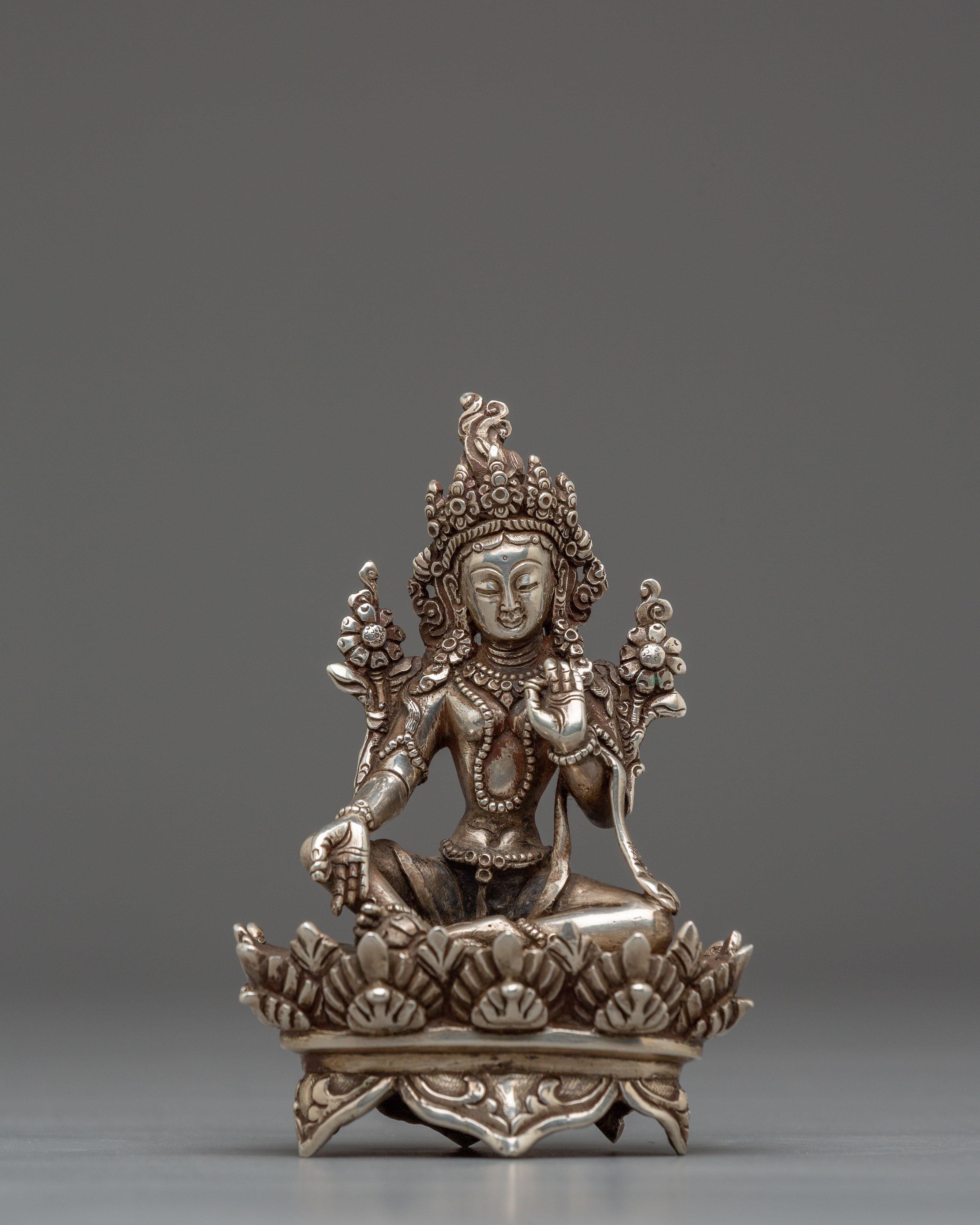 Silver Plated Green Tara Statue