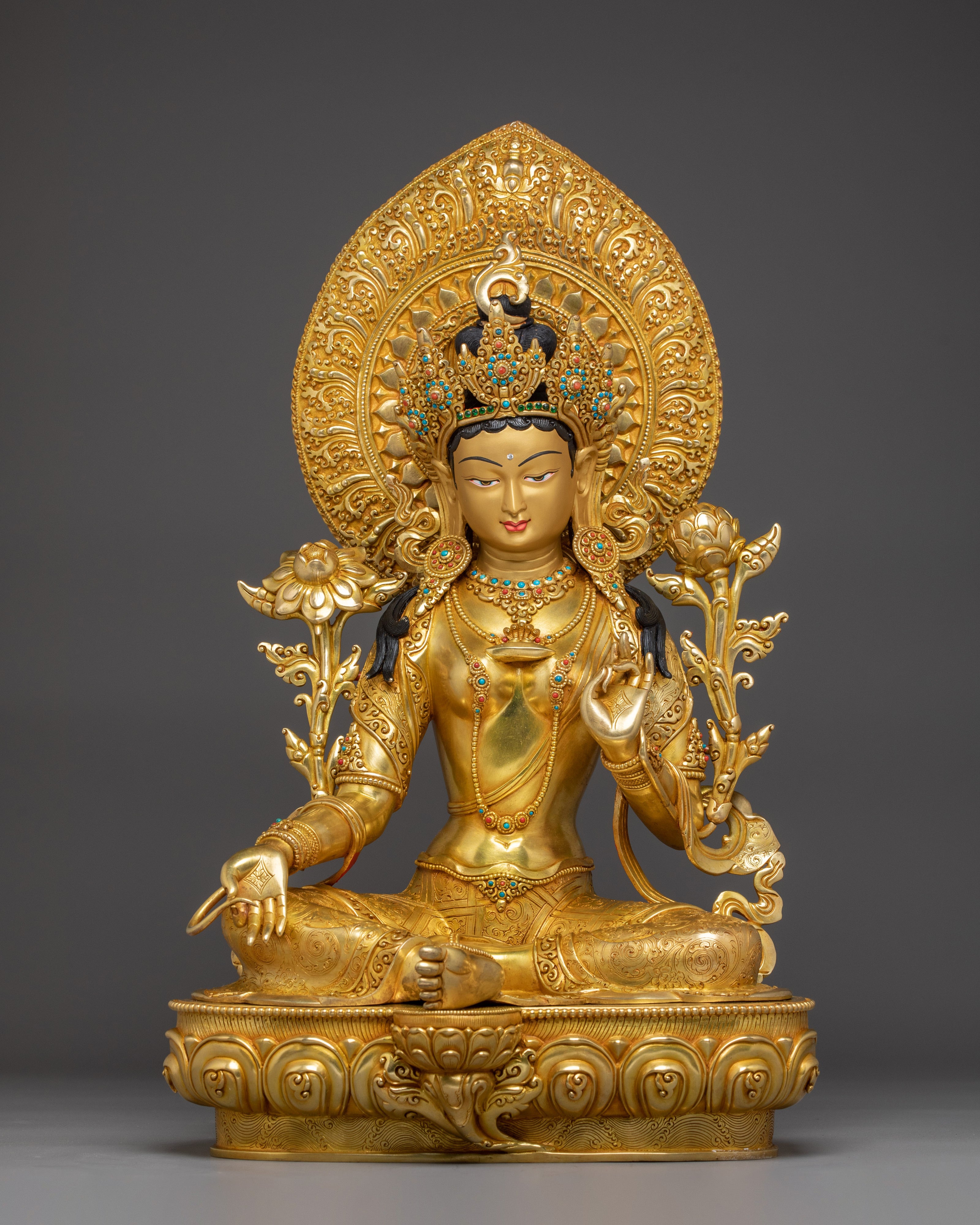 Handcrafted Buddhist Green Tara Art