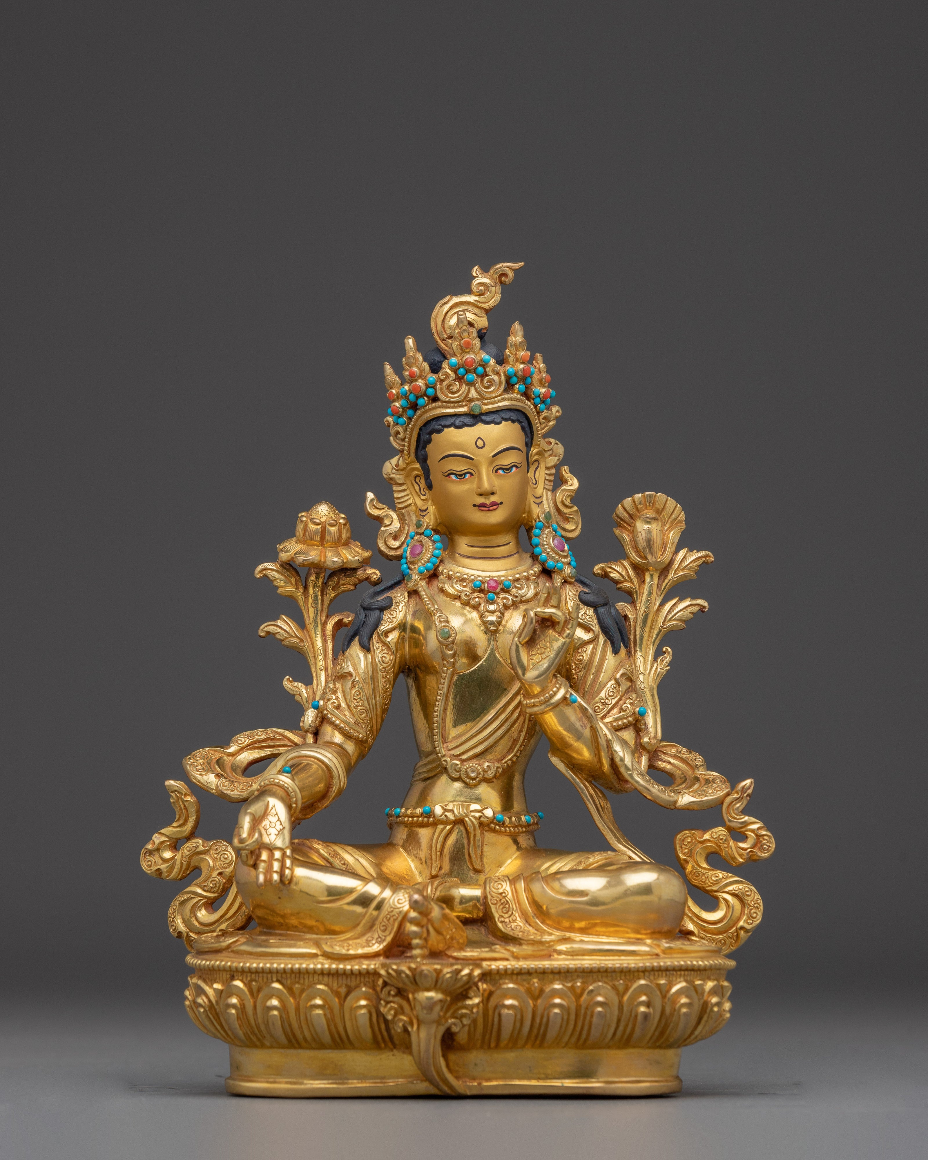 Copper Green Tara Sculpture for Protection