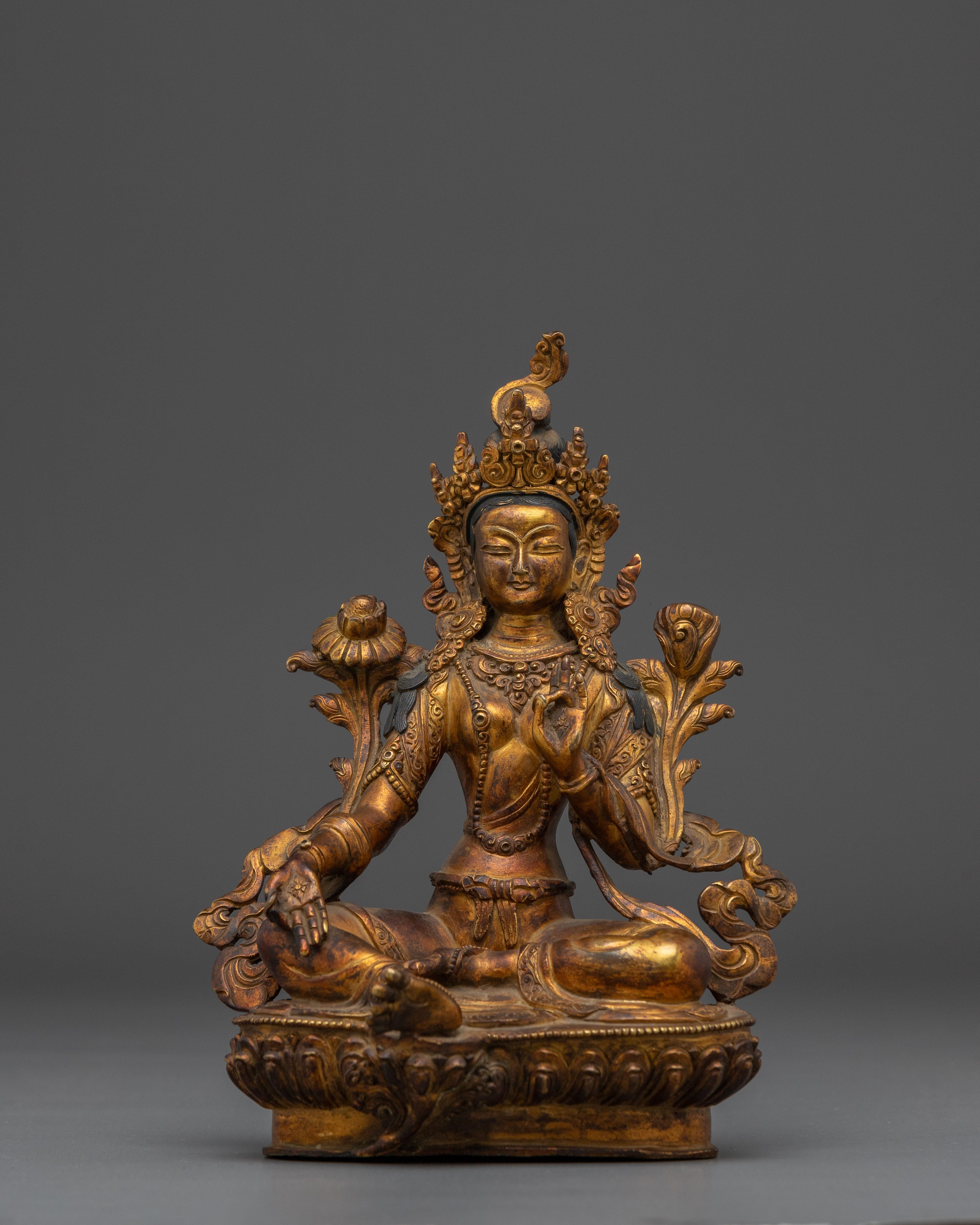 Green Tara Copper Body Sculpture