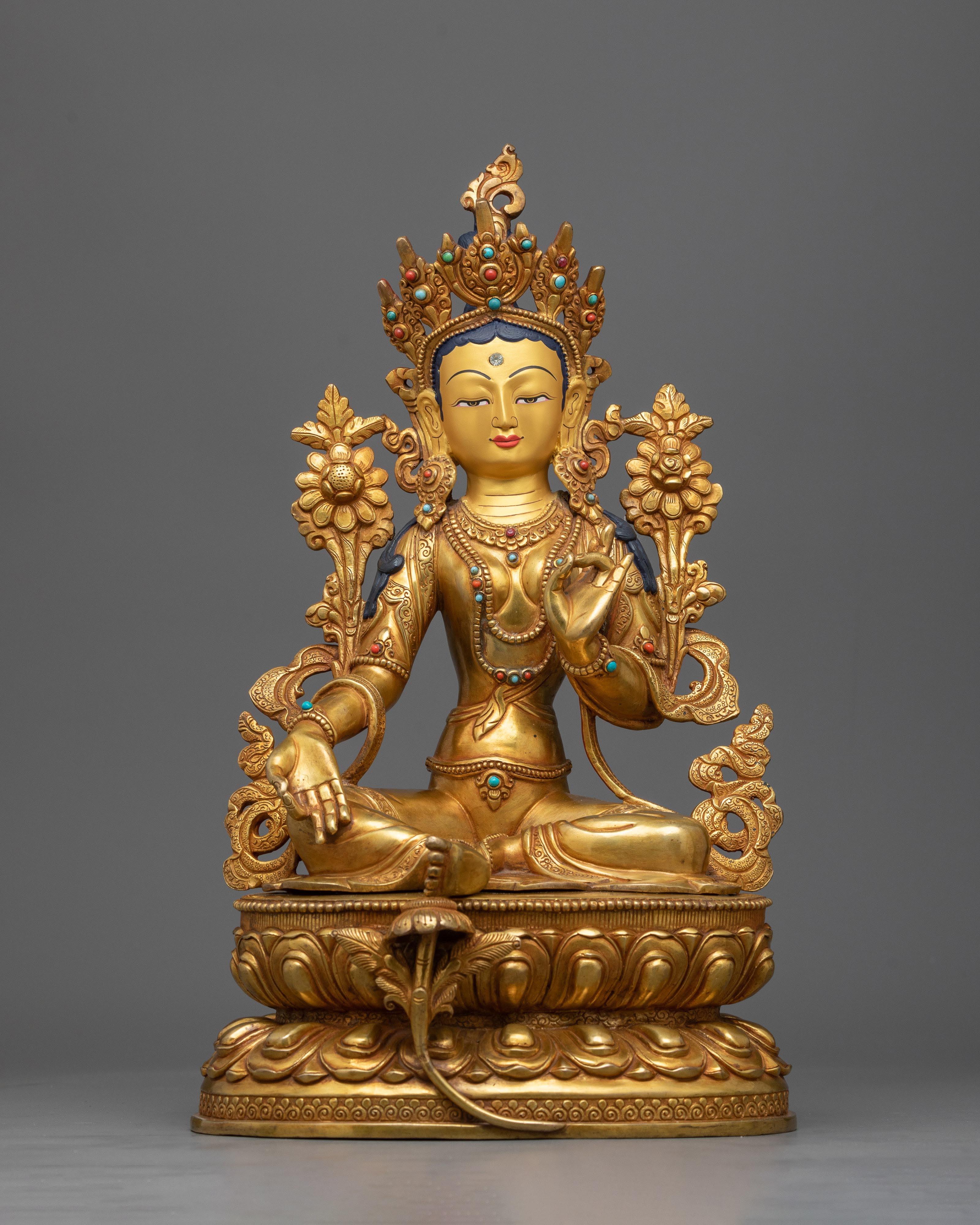 Golden Green Tara Statue
