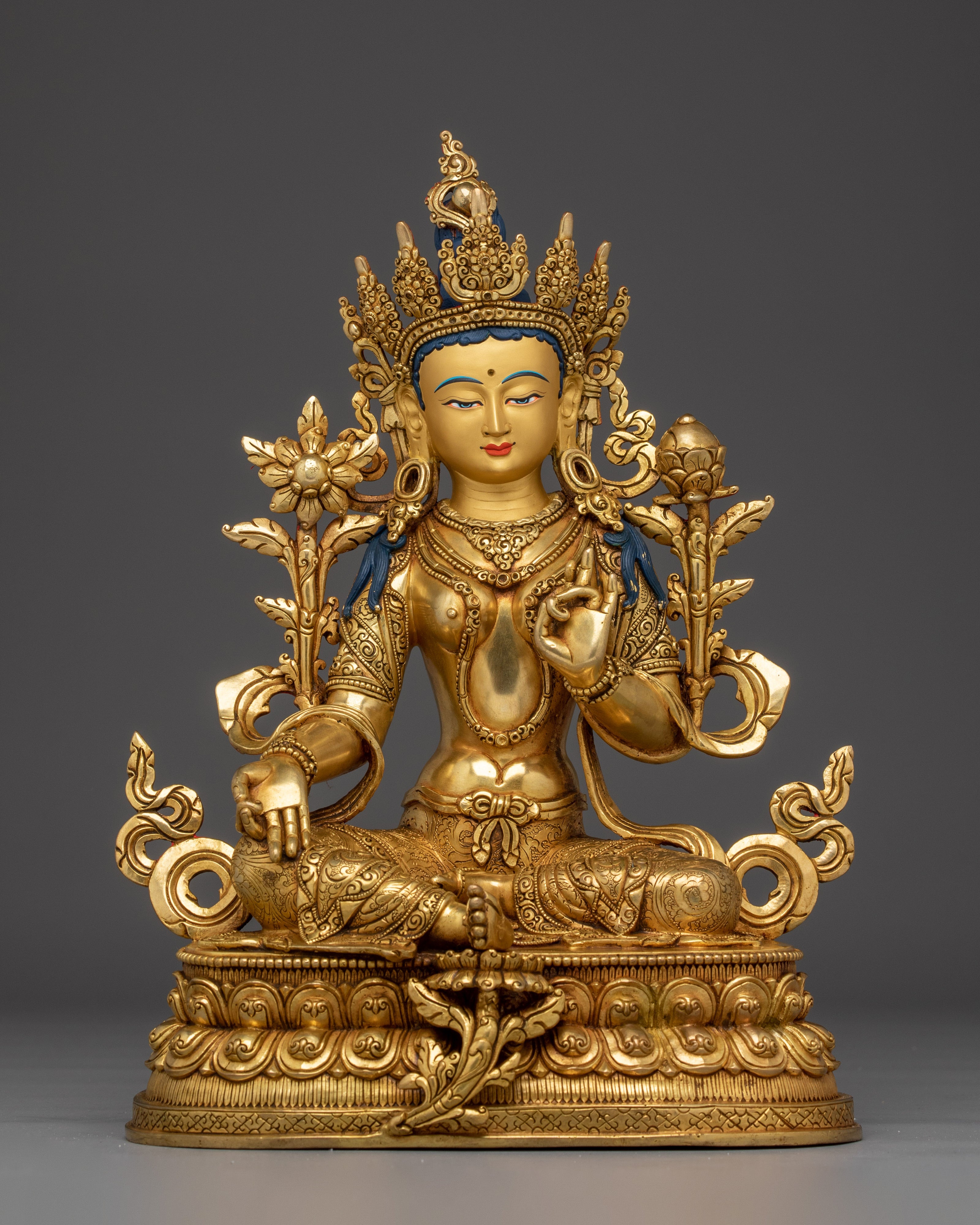 Green Tara Copper Sculpture of the Compassionate Protector