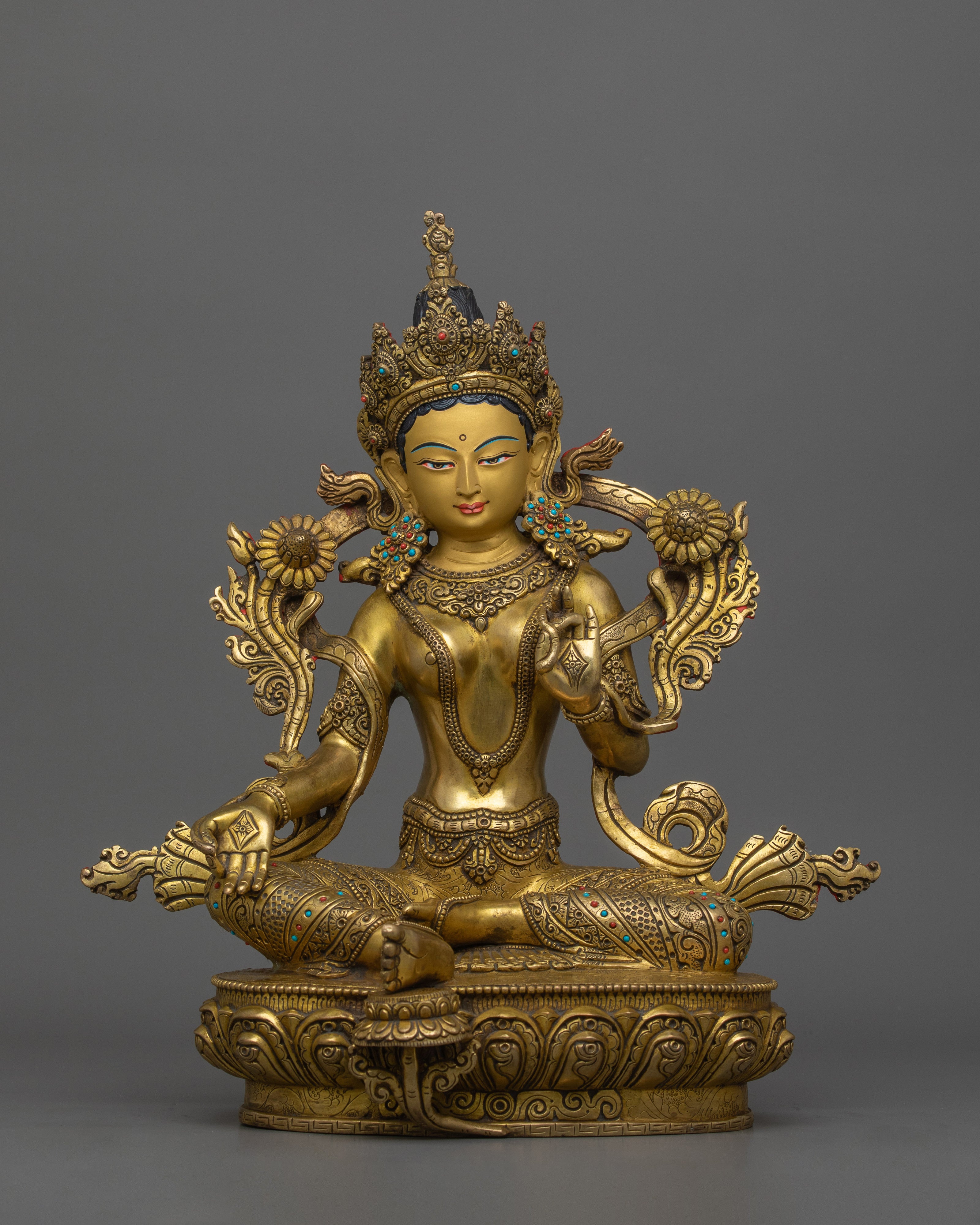 Beautiful Gold Gilded Green Tara