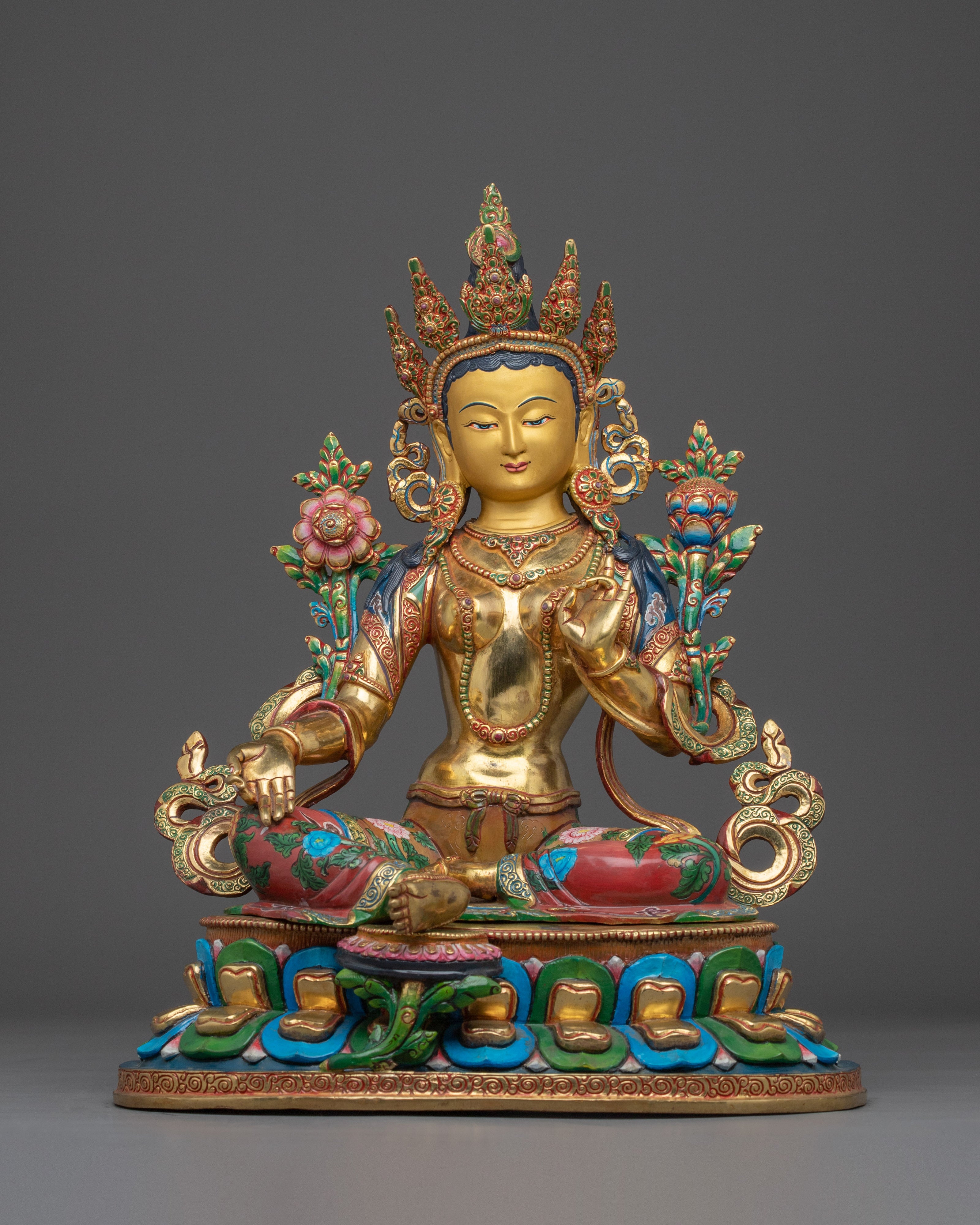 Golden Handmade Green Tara Statue | Shyama Tara