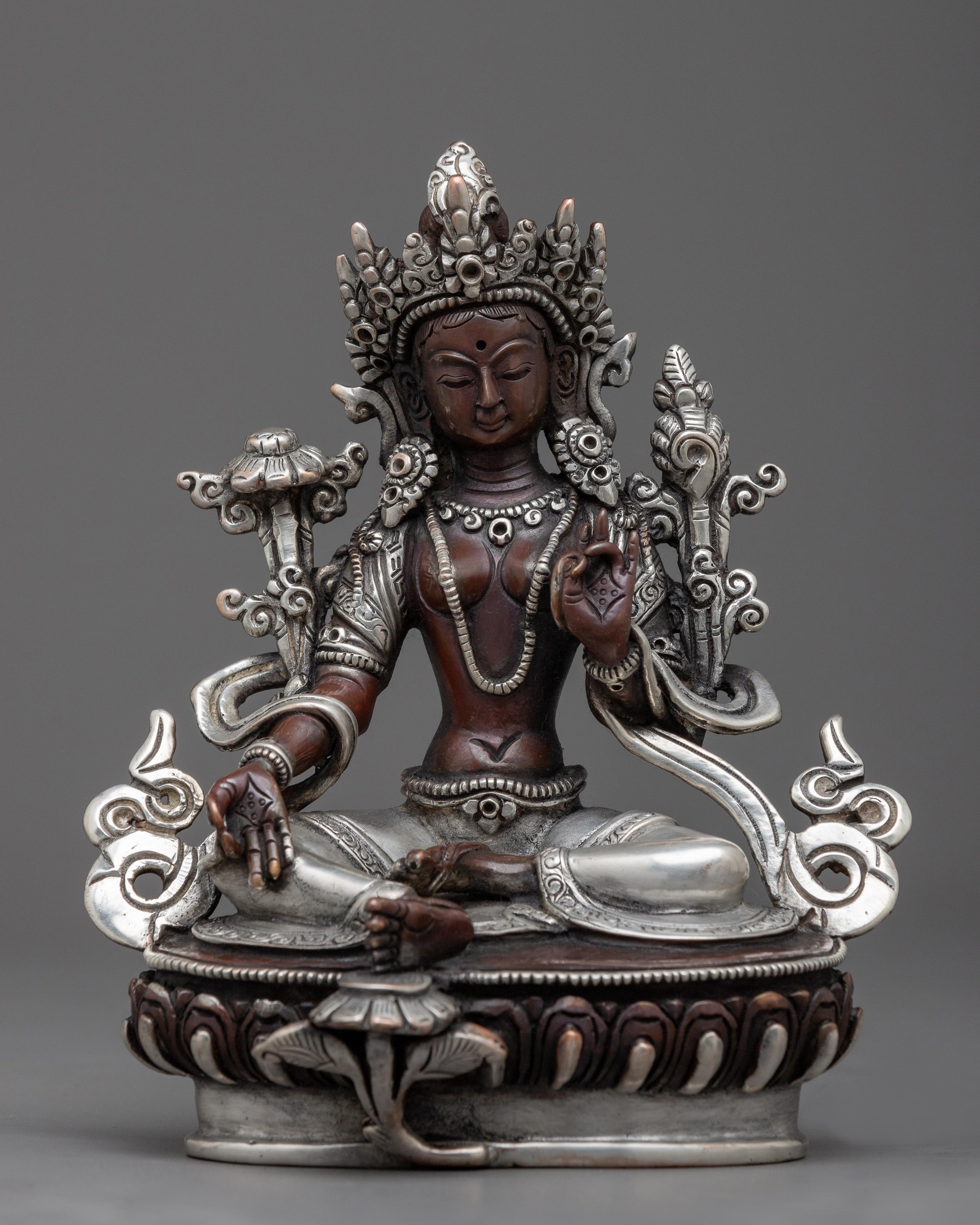 green-tara-silver-statue