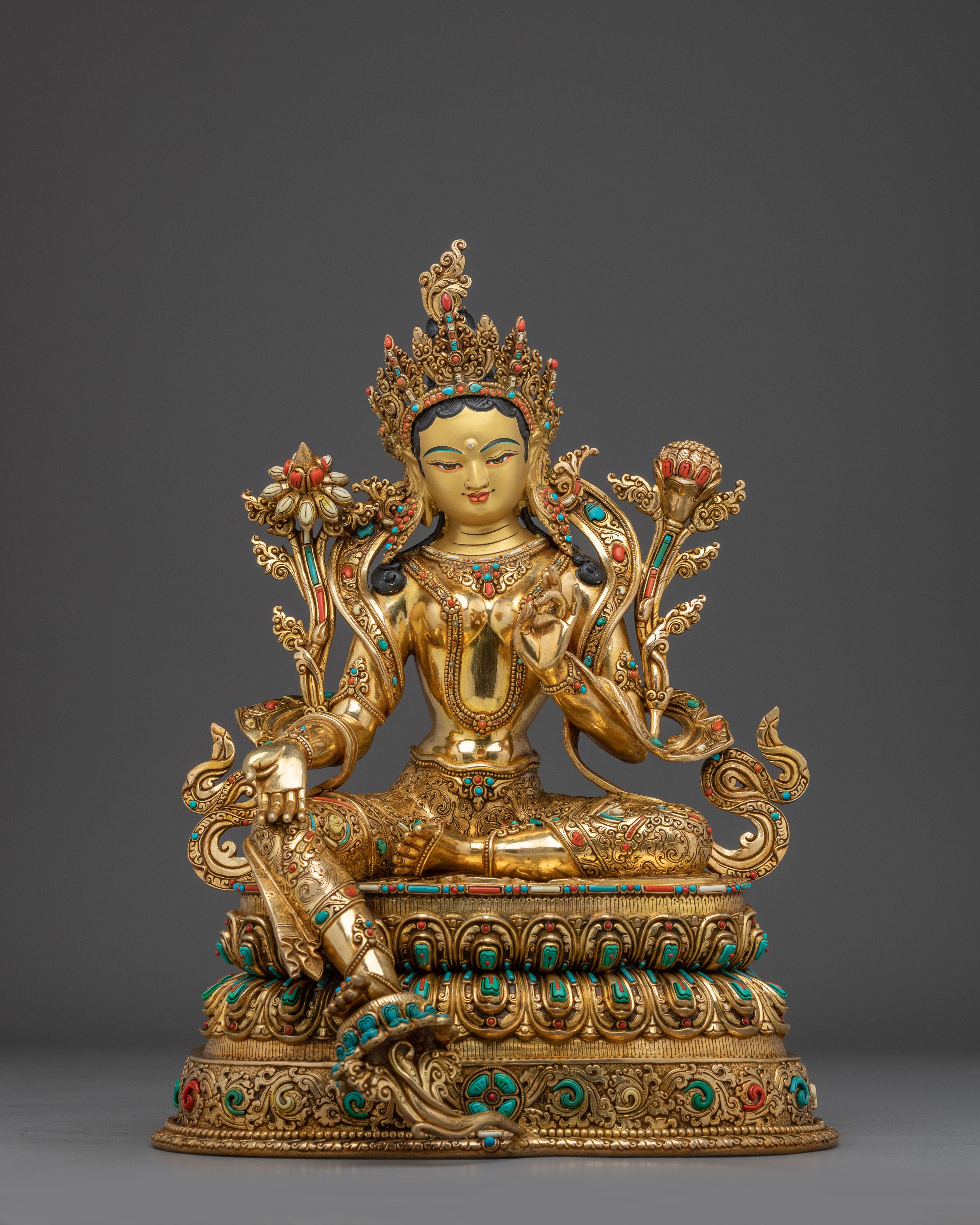 Majestic Statue of Bodhisattva Green Tara