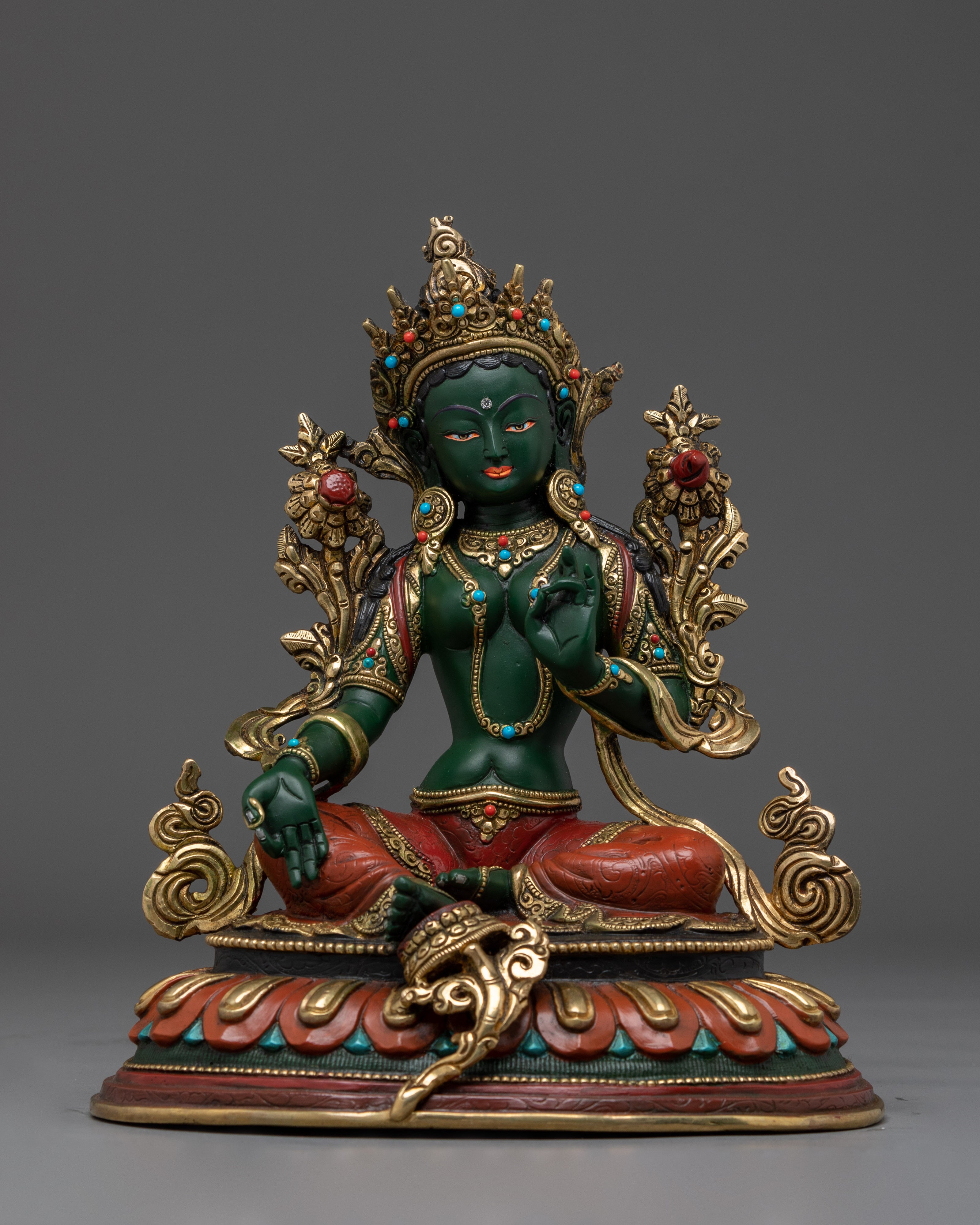 Colorful Green Tara, Compassion Deity Art
