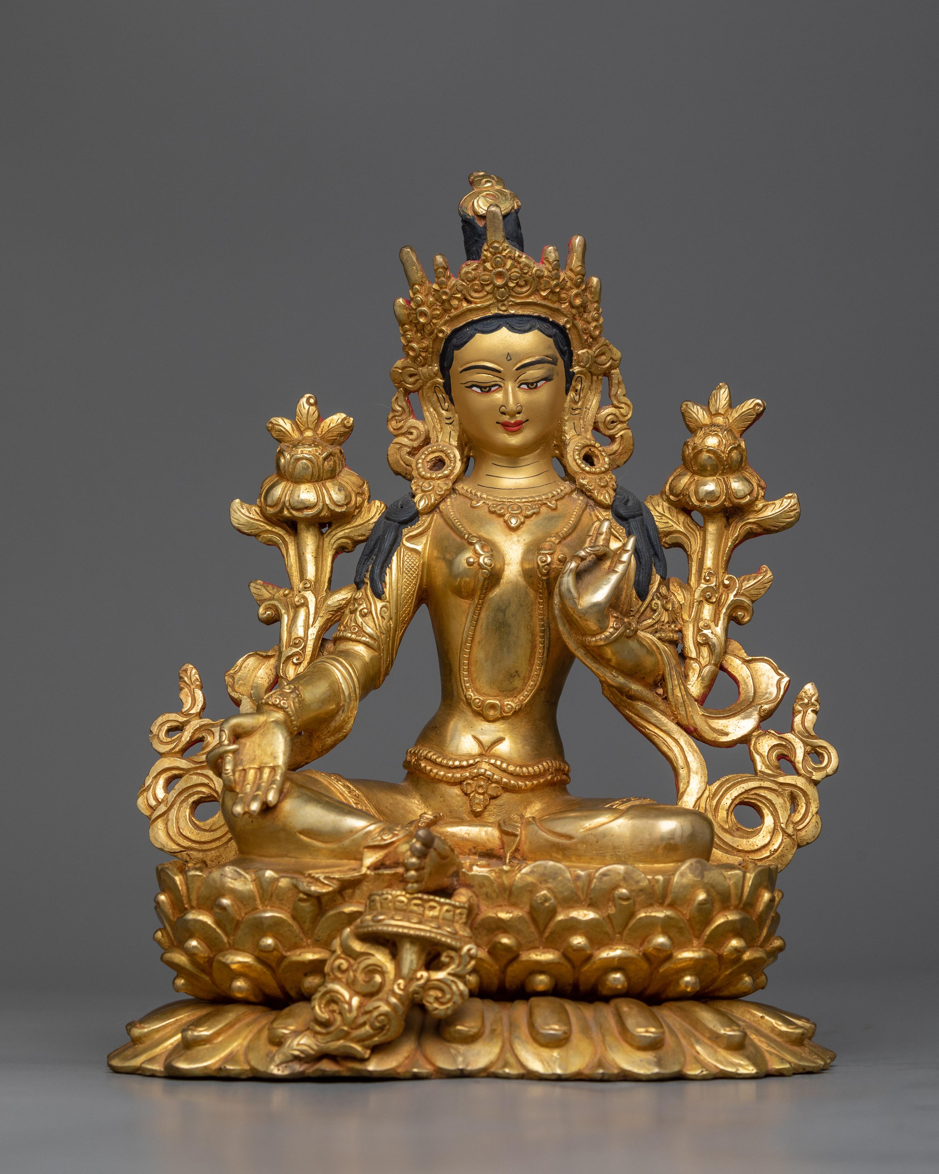 copper green-tara-statuette