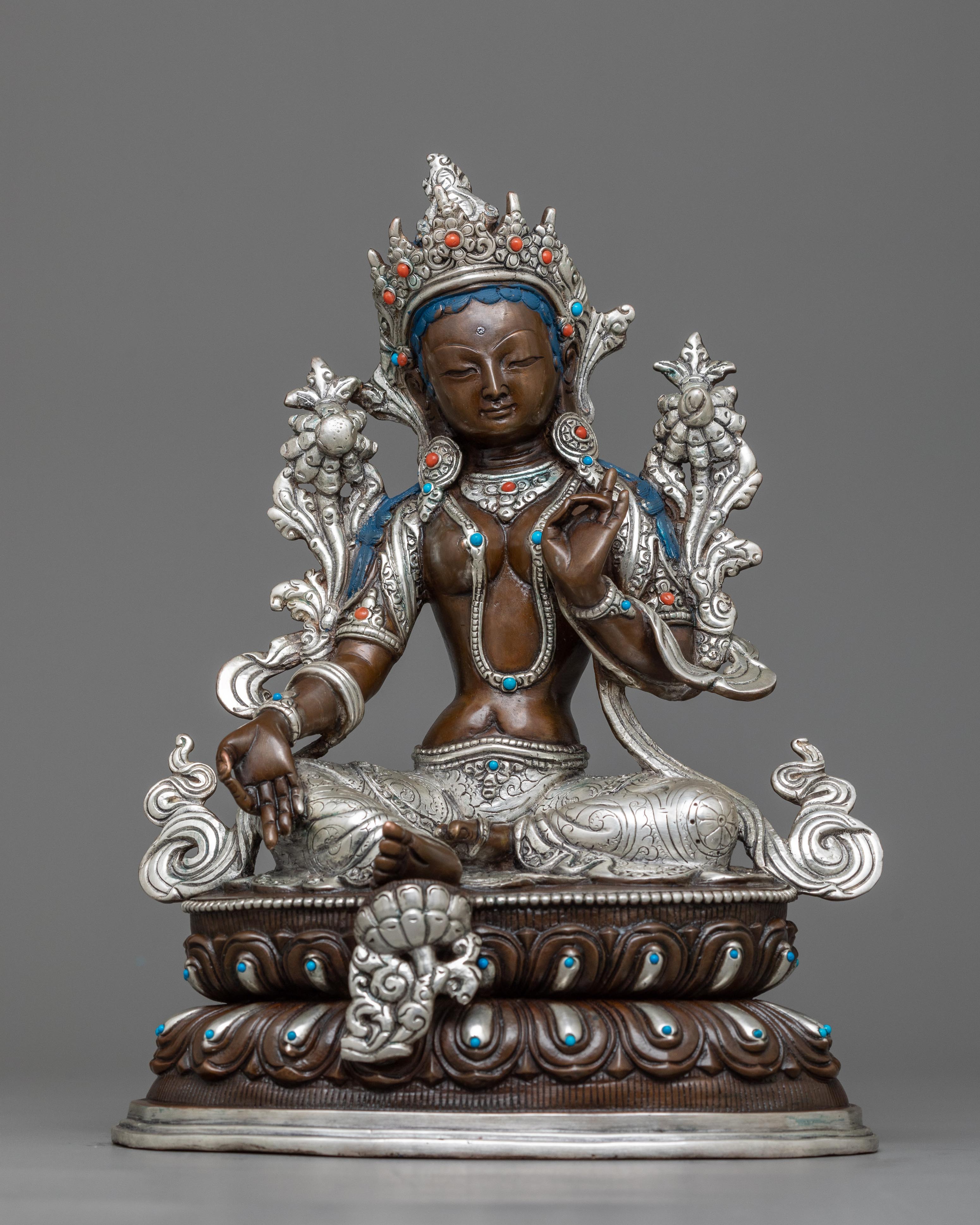 green-tara-chocolate oxidized statue