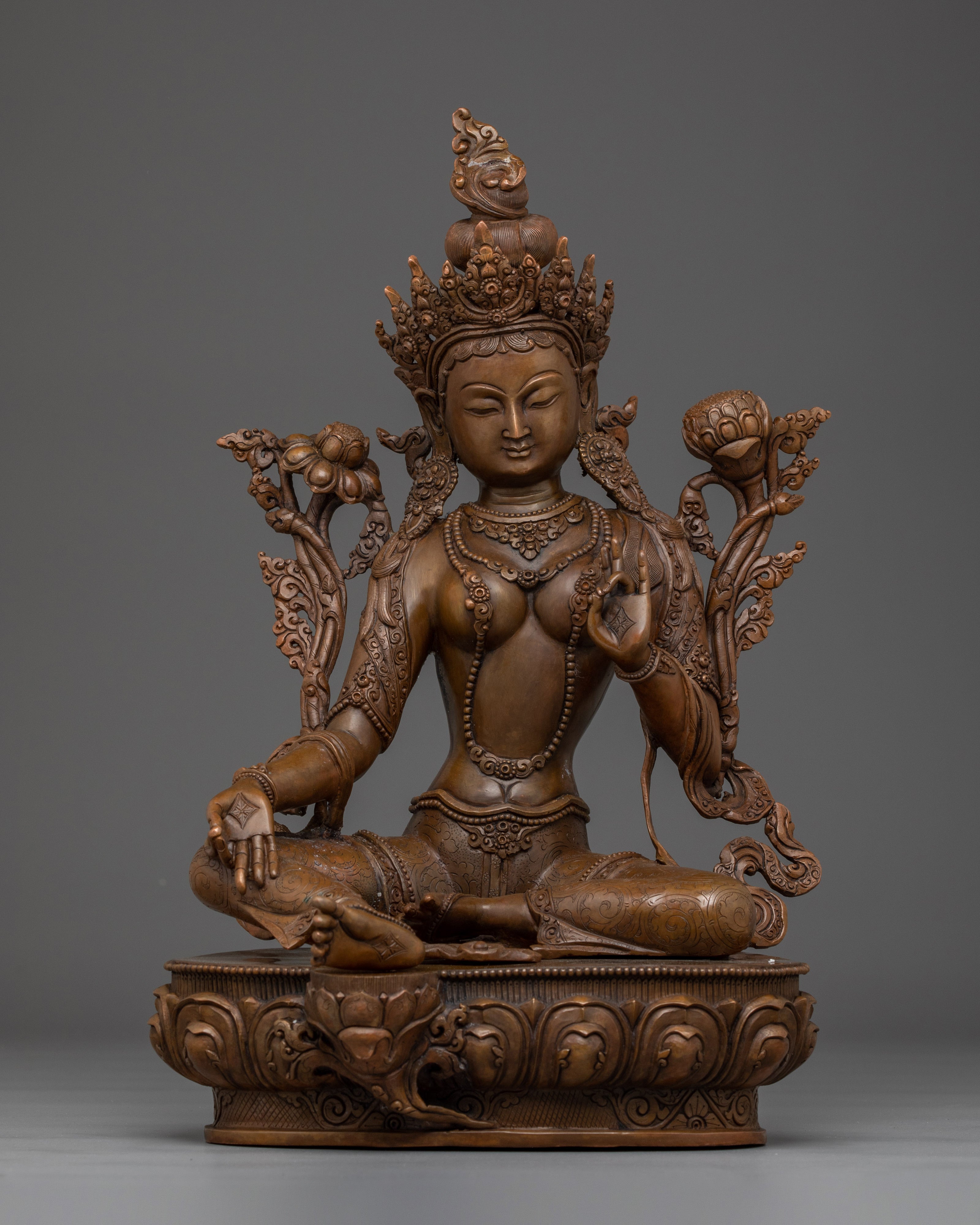 Peaceful Oxidized Green Tara Statue | Mother of Liberation