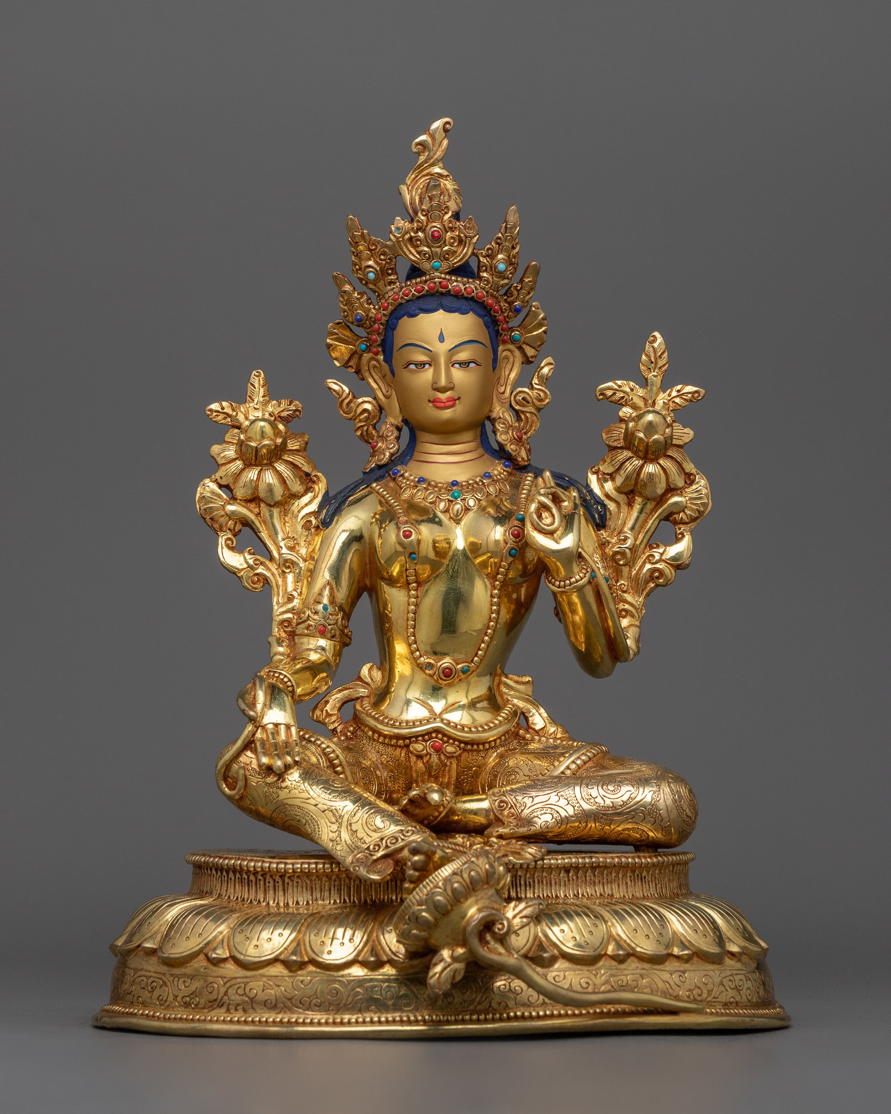 green-tara-golden-statue