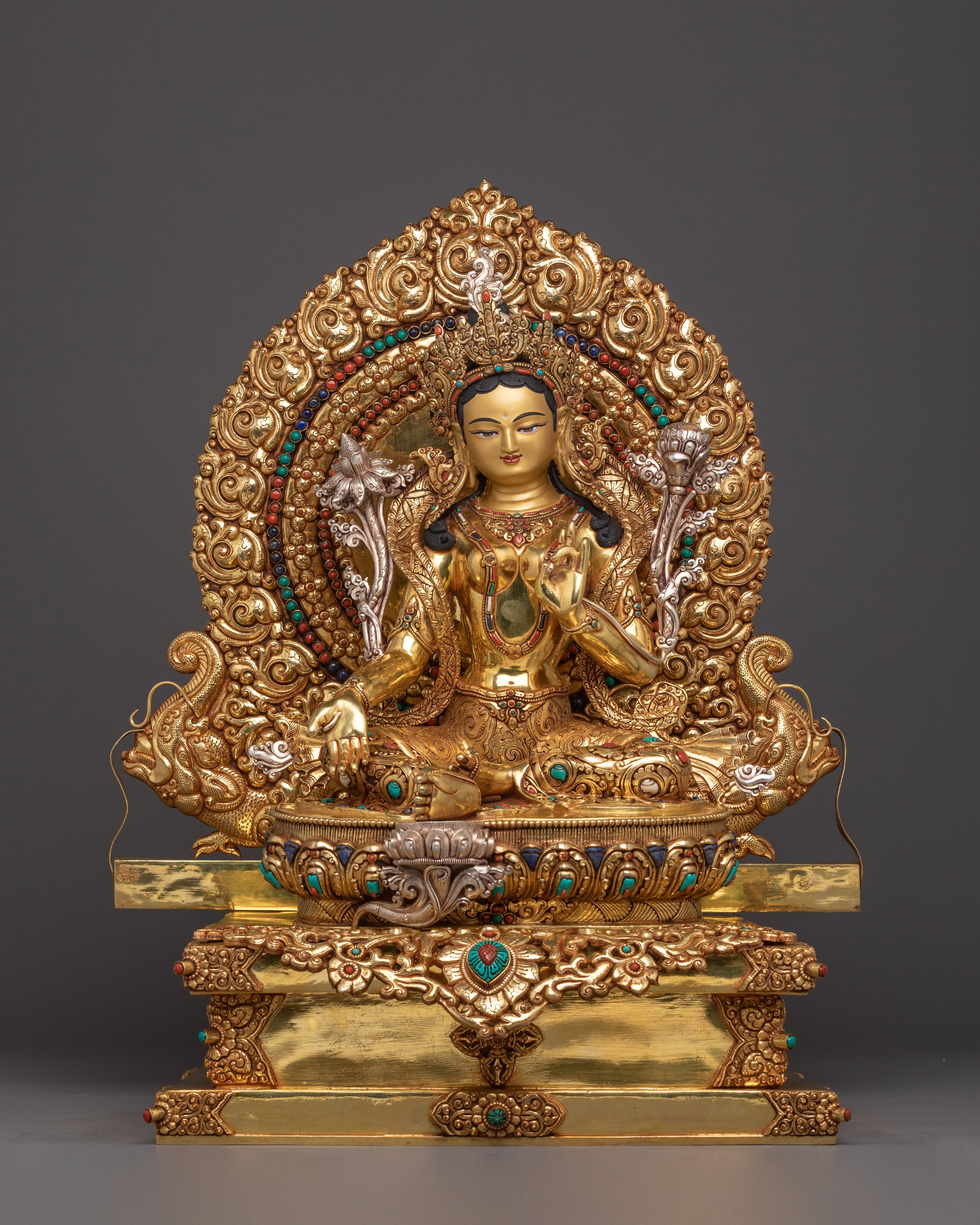 compassionate-green-tara-on-throne-statue