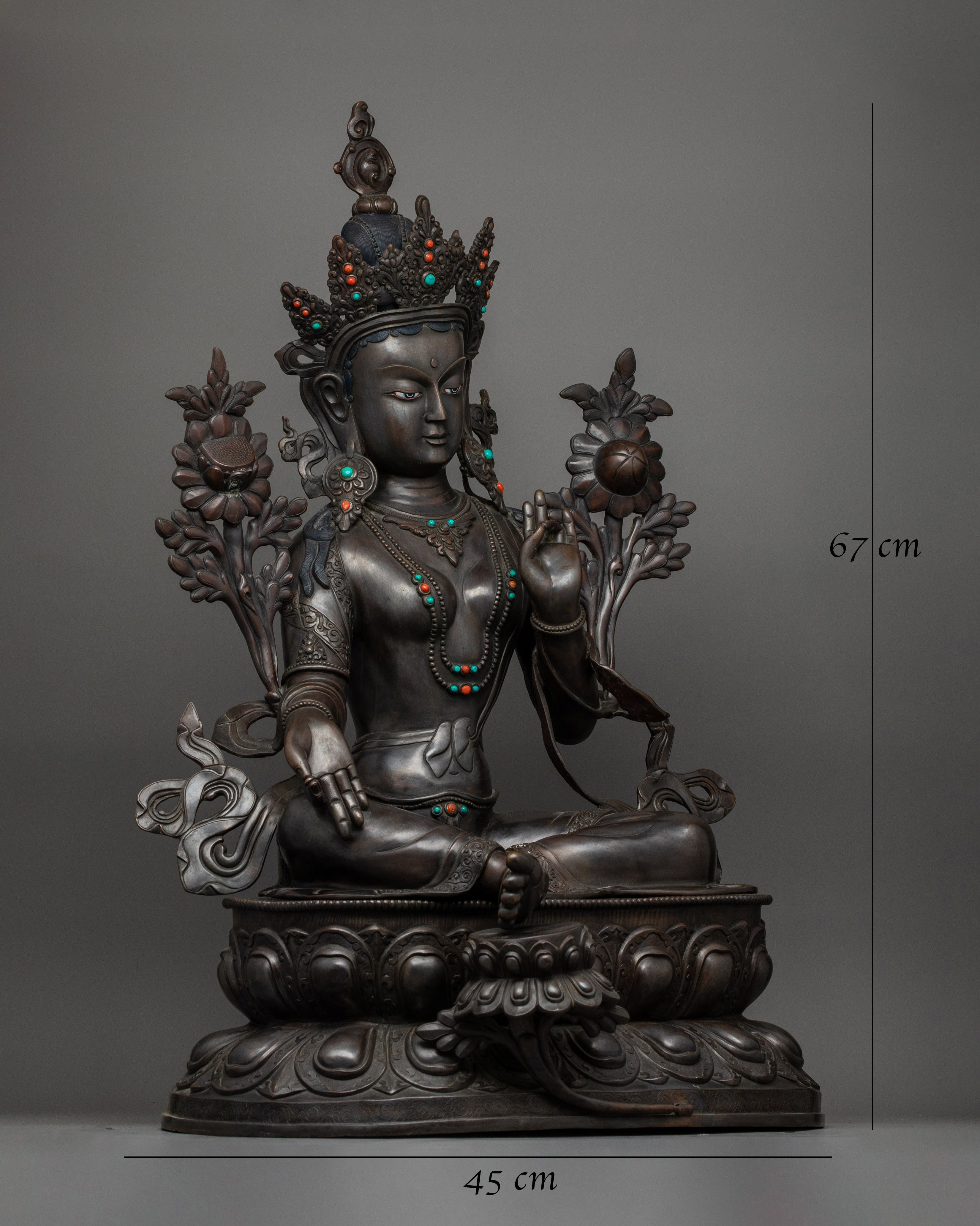 Longevity Deity Green Tara Compassion Goddess | Tibetan Healing Statue