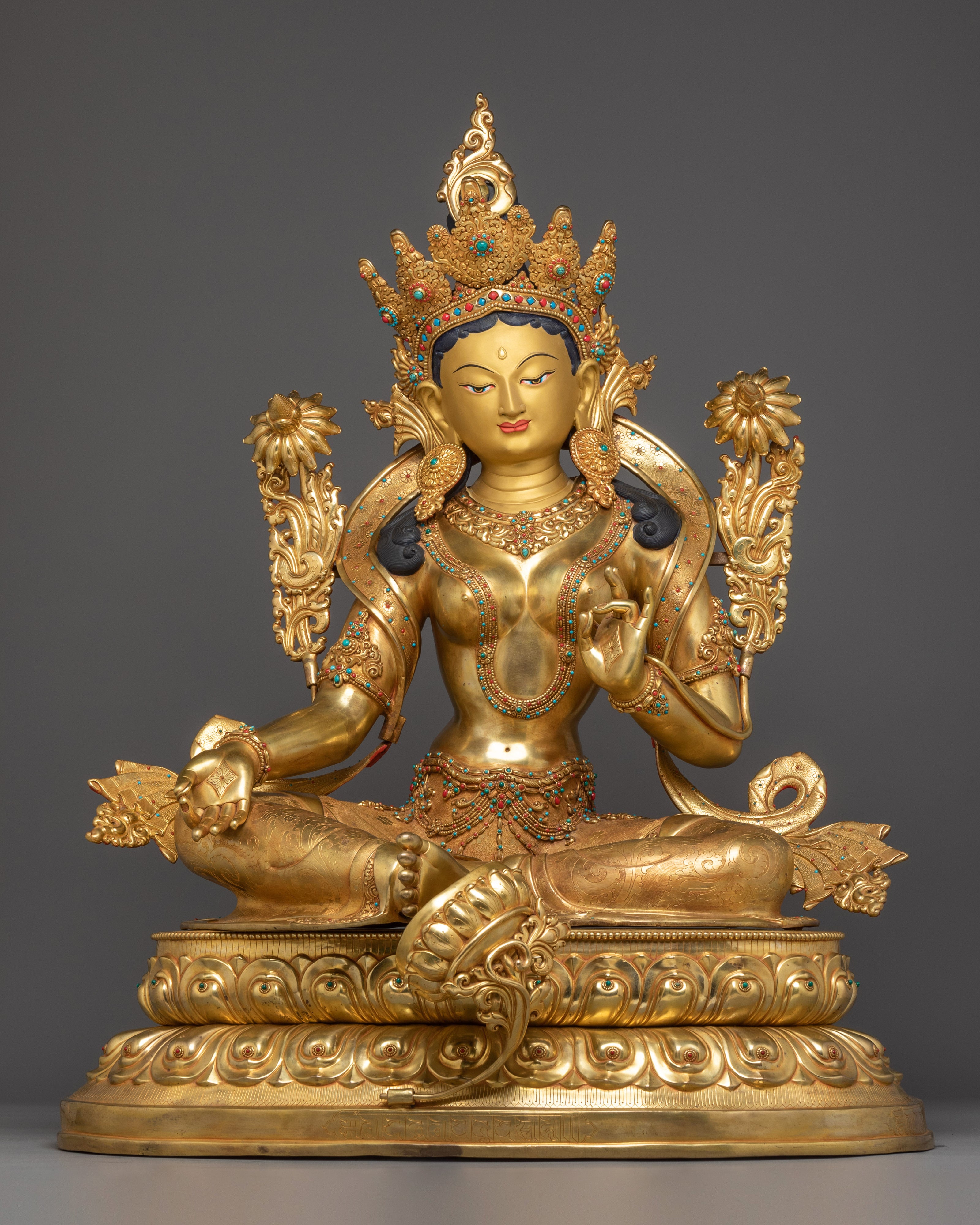 Divine Bodhisattva Green Tara Golden Art for Meditation and Decor