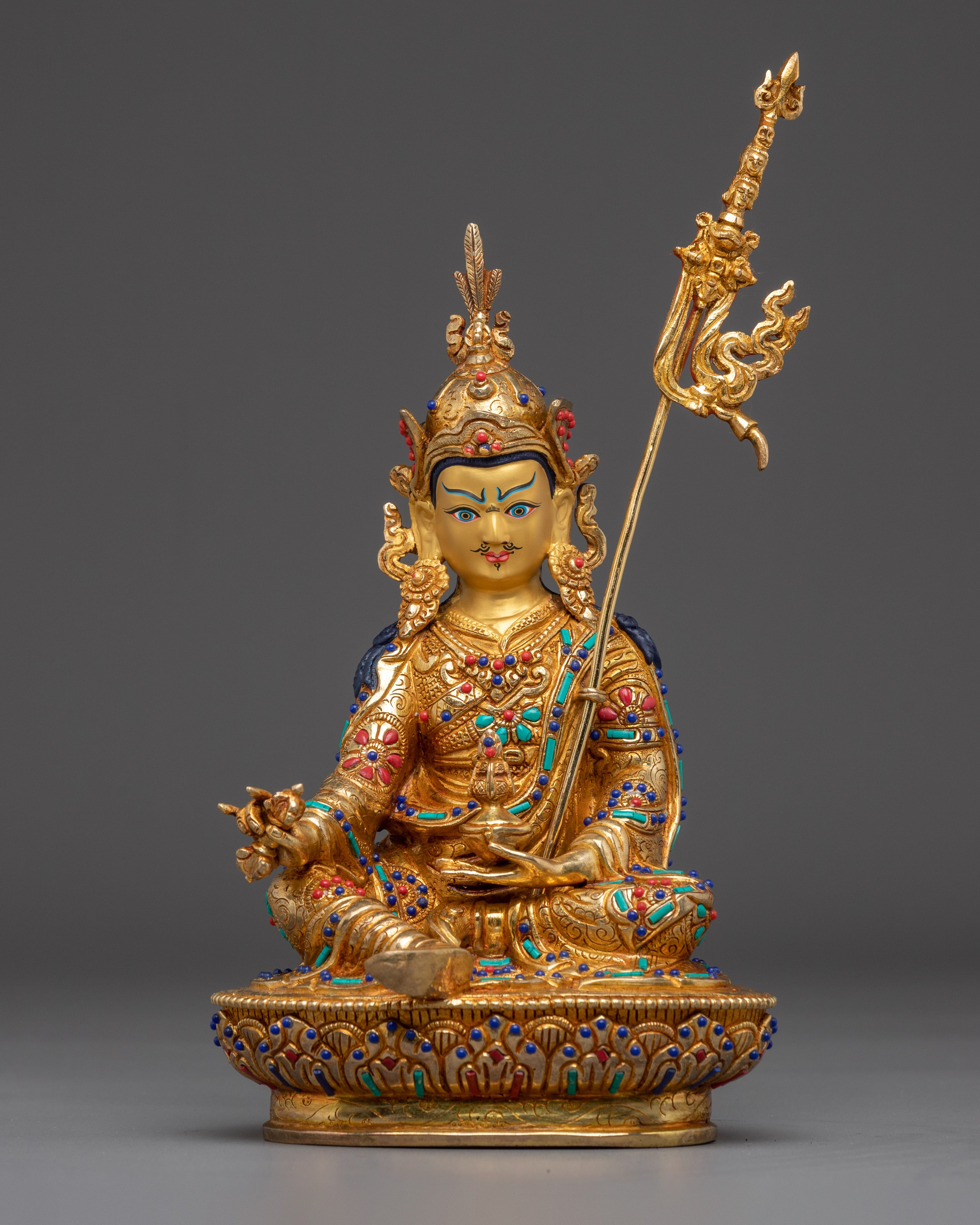 Gemstone-Inlaid Guru Rinpoche Statue