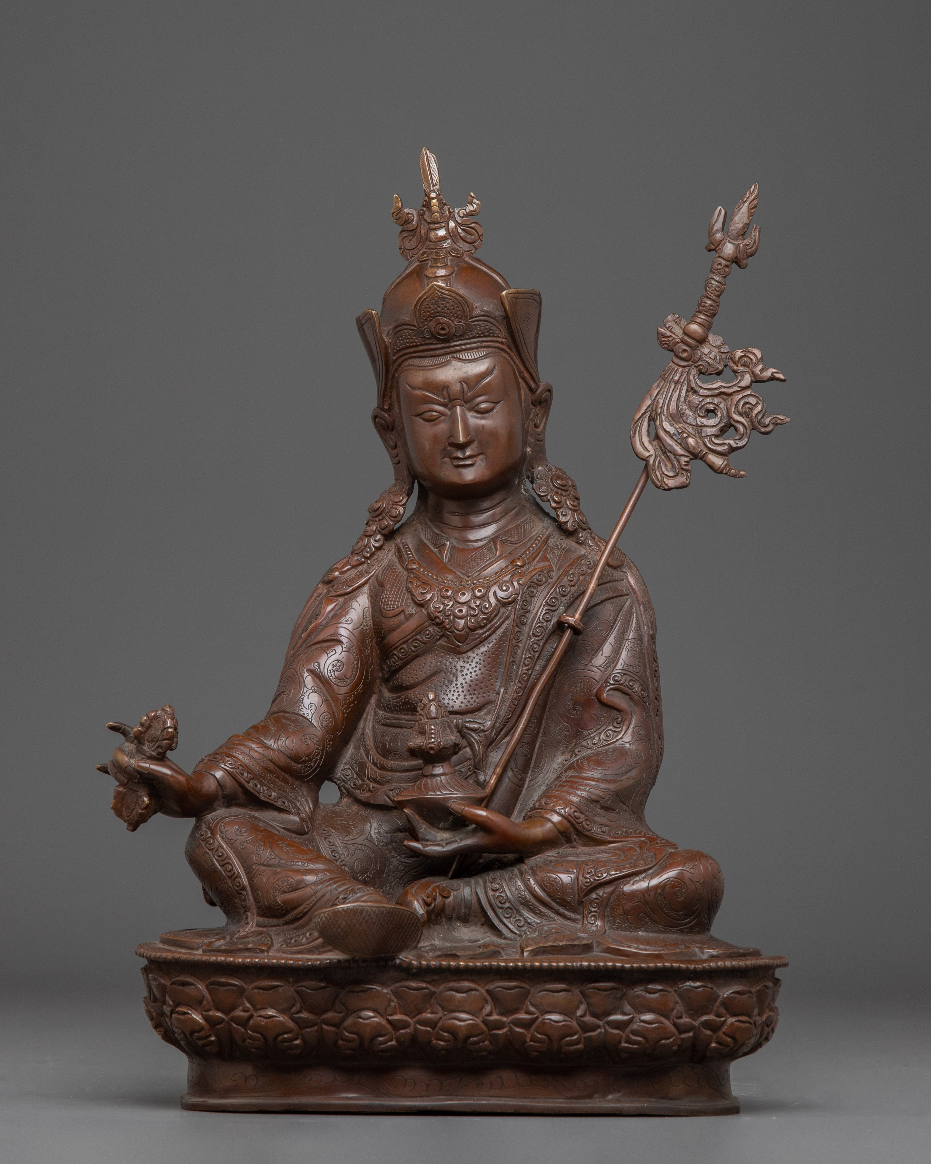 Oxidized Copper Statue of Guru Rinpoche