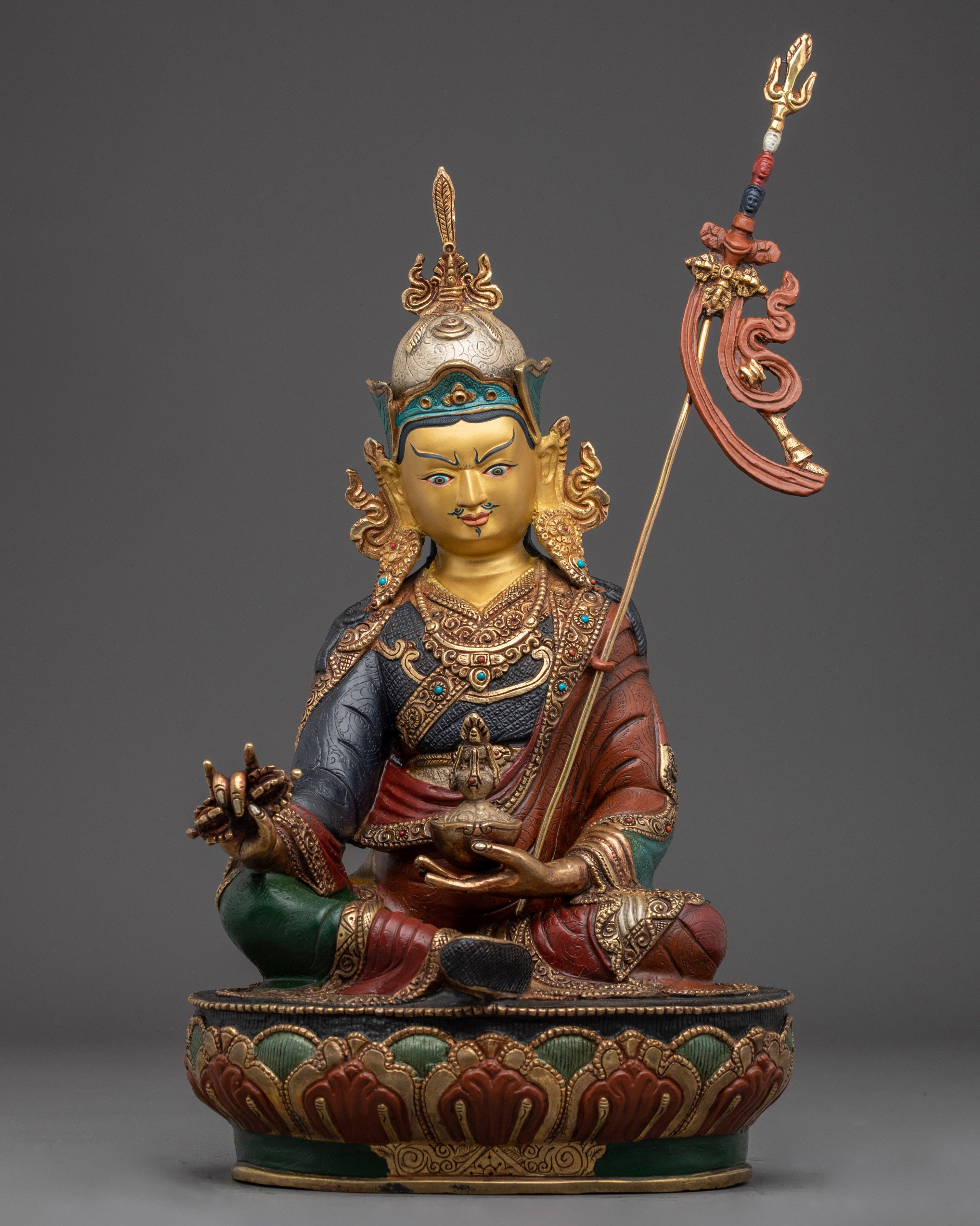 Guru Rinpoche Figure Gold & Acrylic Detailing