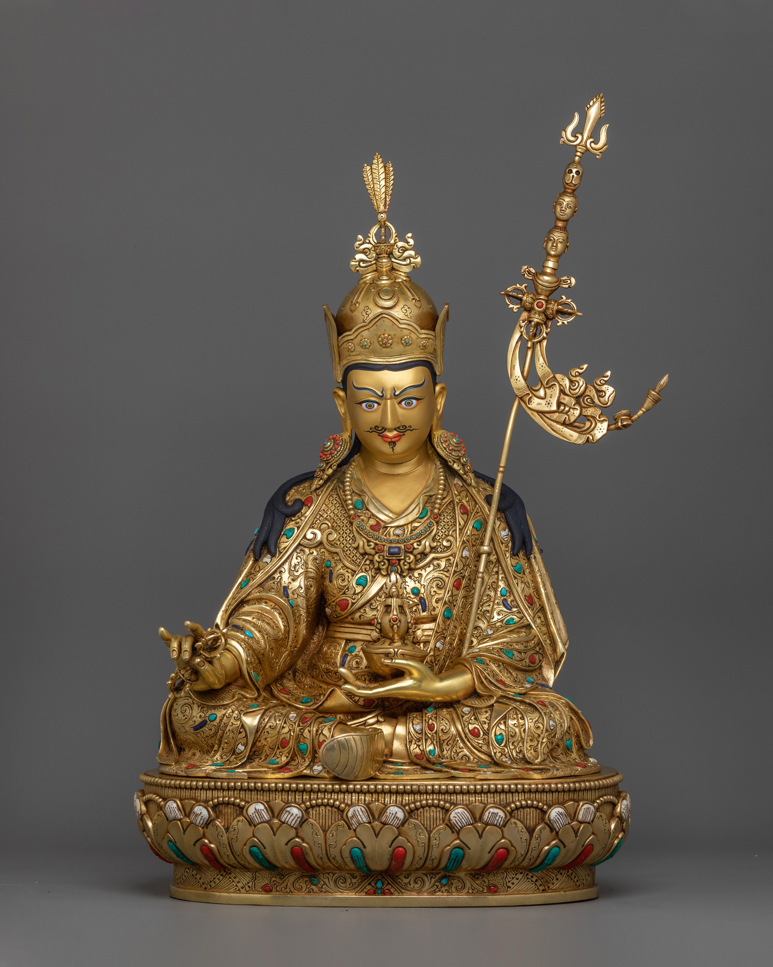 Guru Rinpoche With Beautiful Handcarved Gemstones
