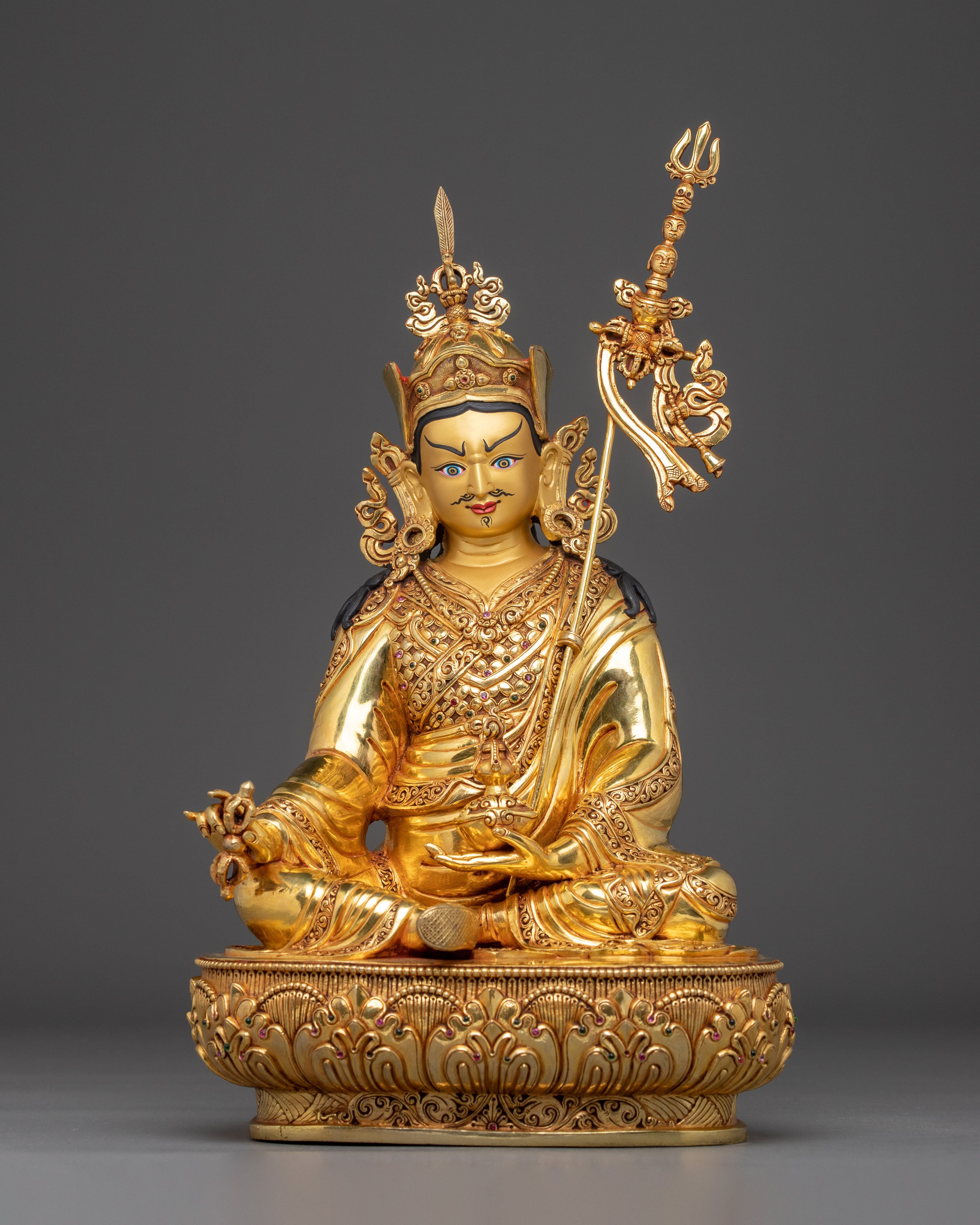 Guru Rinpoche Statue in 24K Gold: Symbol of Wisdom