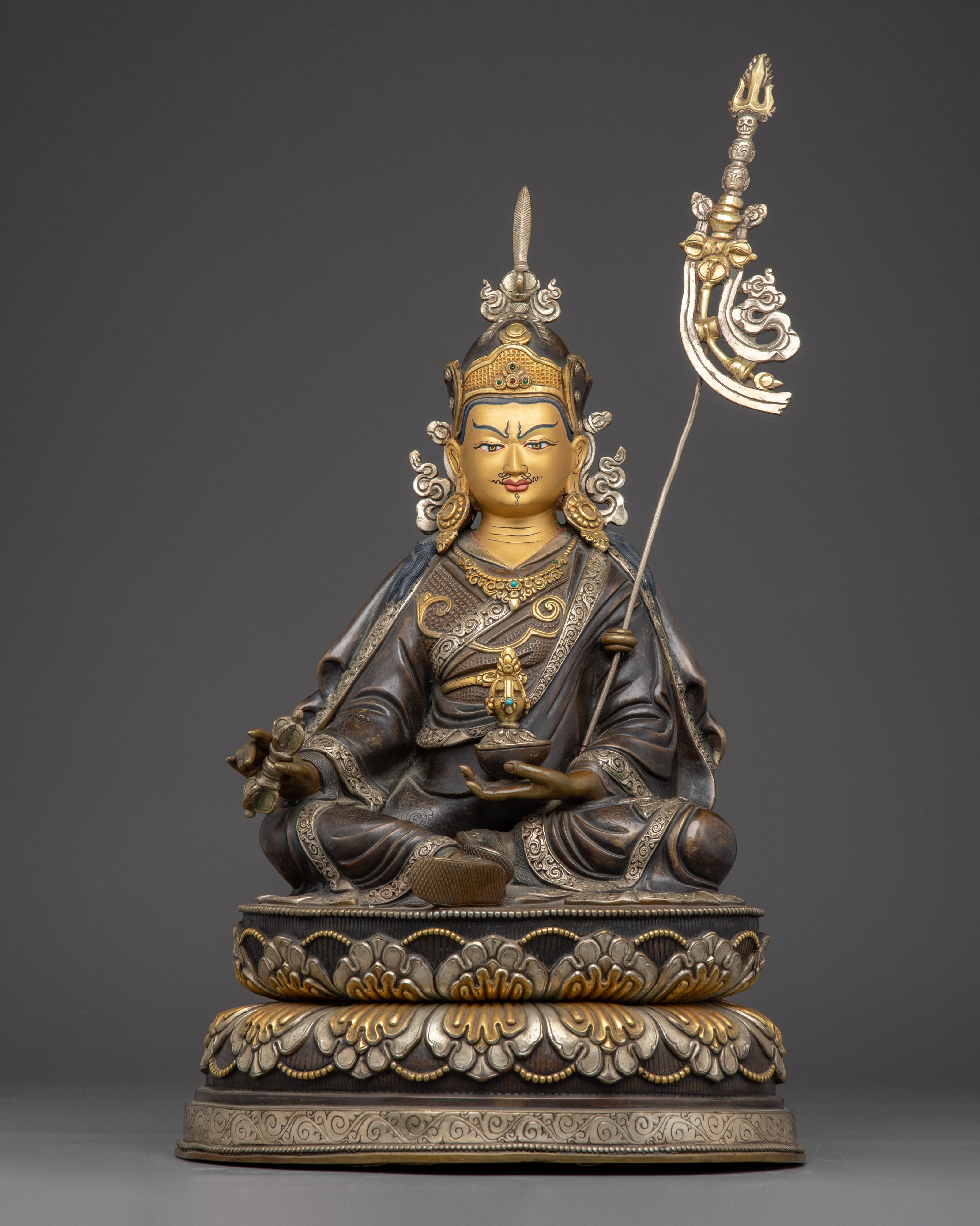 Guru Rinpoche Statue in Oxidized Copper