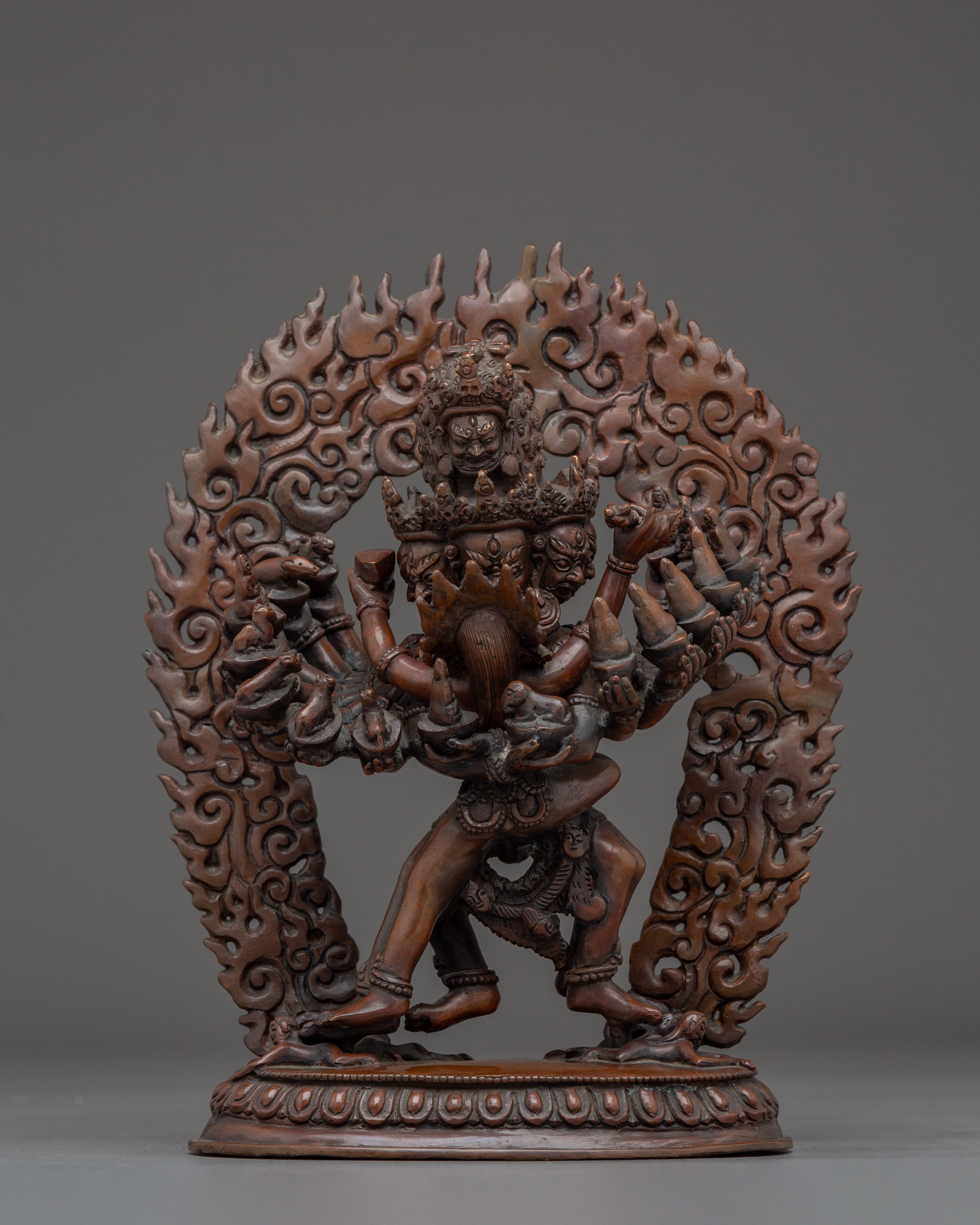 Hevajra Statue in Oxidized Copper