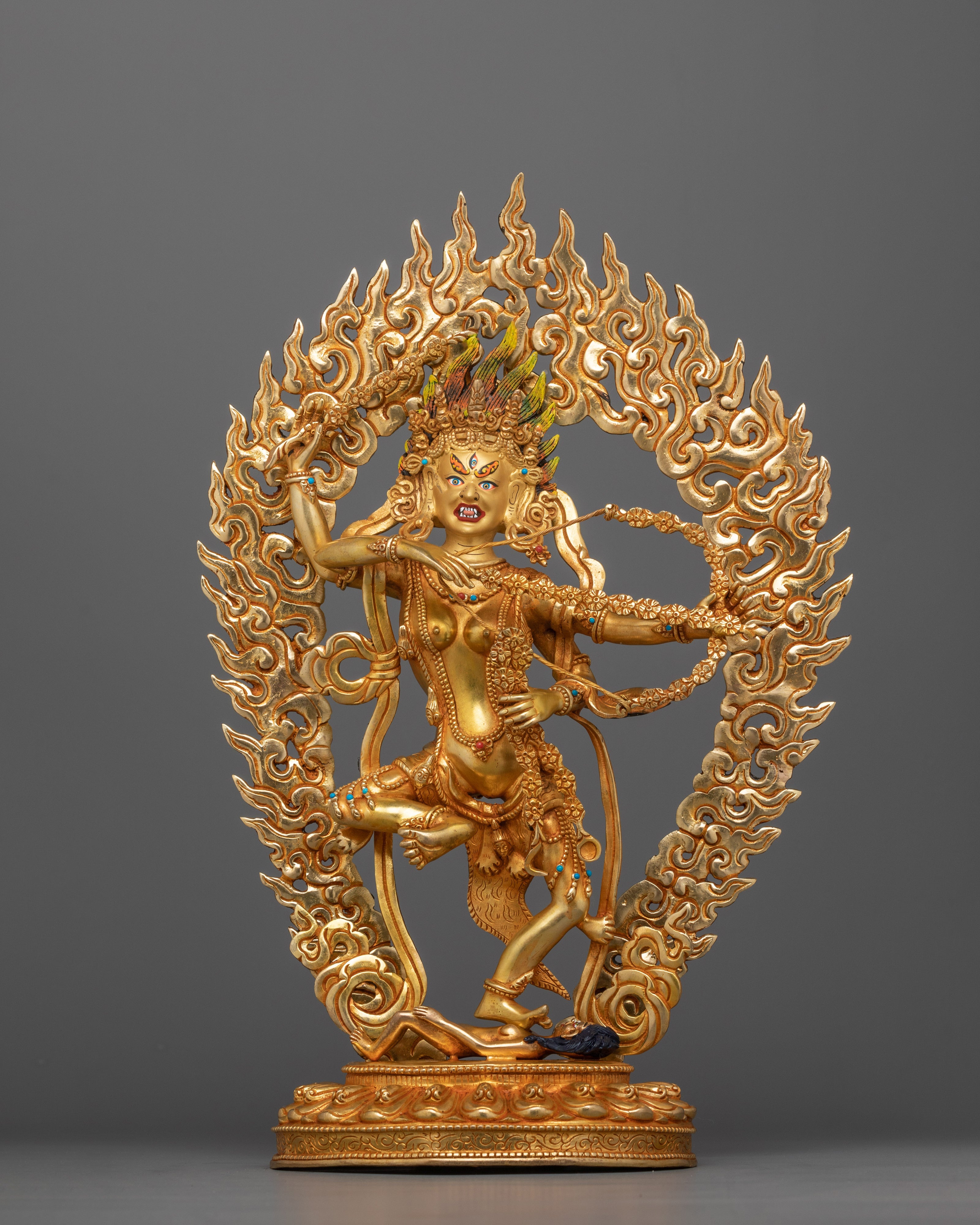 Handcarved Vajrayana Goddess Kurukulla Deity Figurine | Goddess of Love and Attraction
