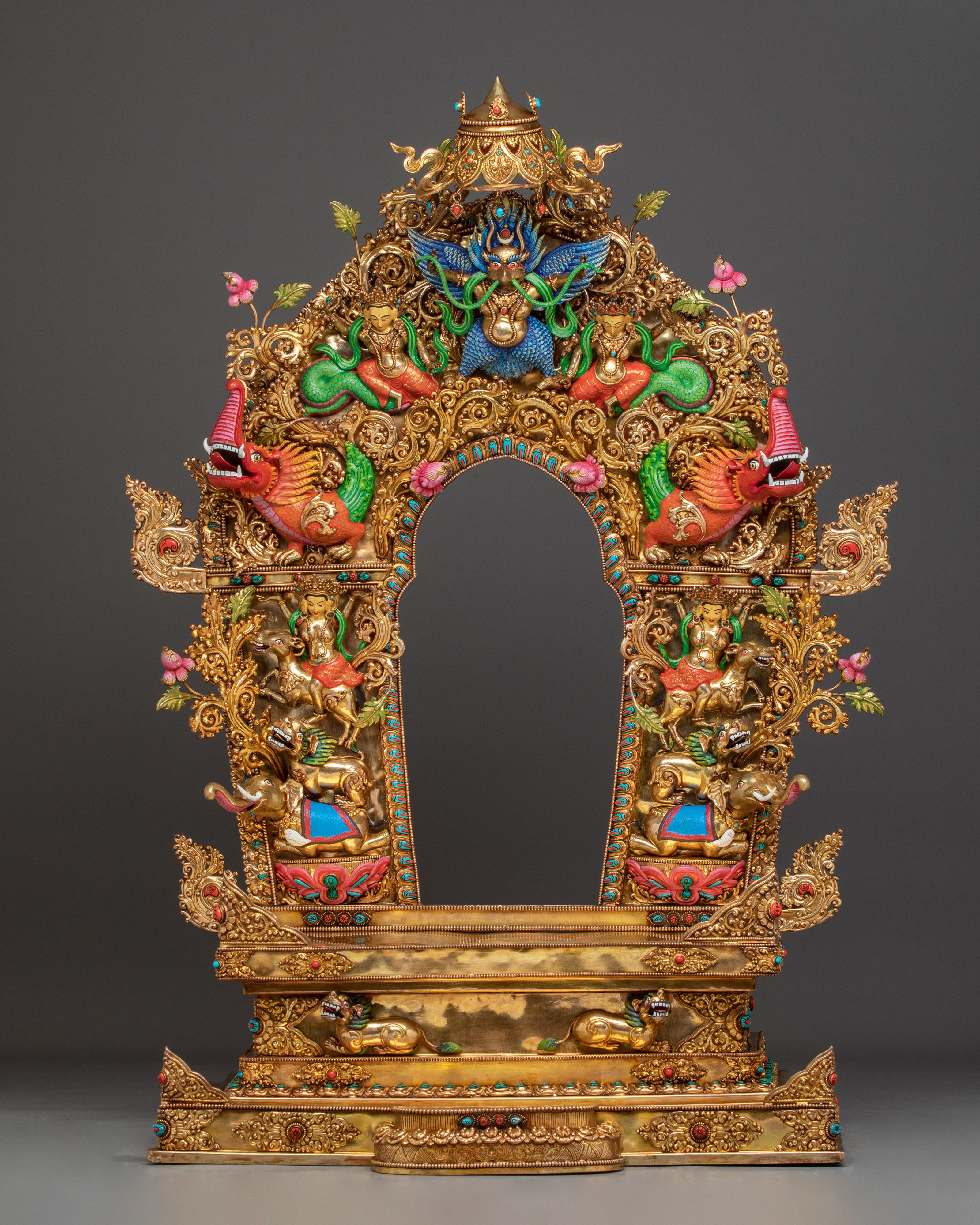 Majestic Maitreya Buddha Statue with Throne