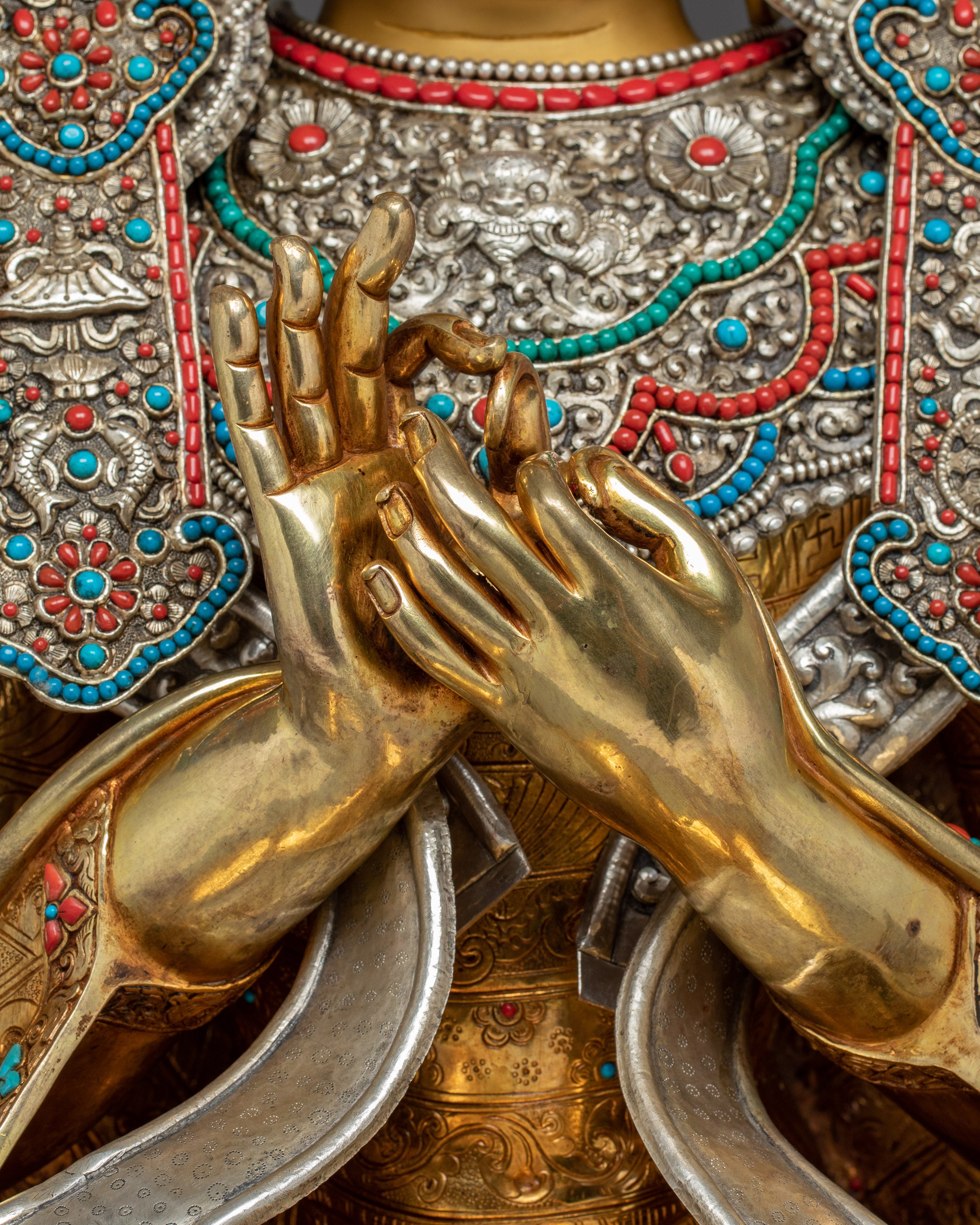 Majestic Maitreya Buddha Statue with Throne