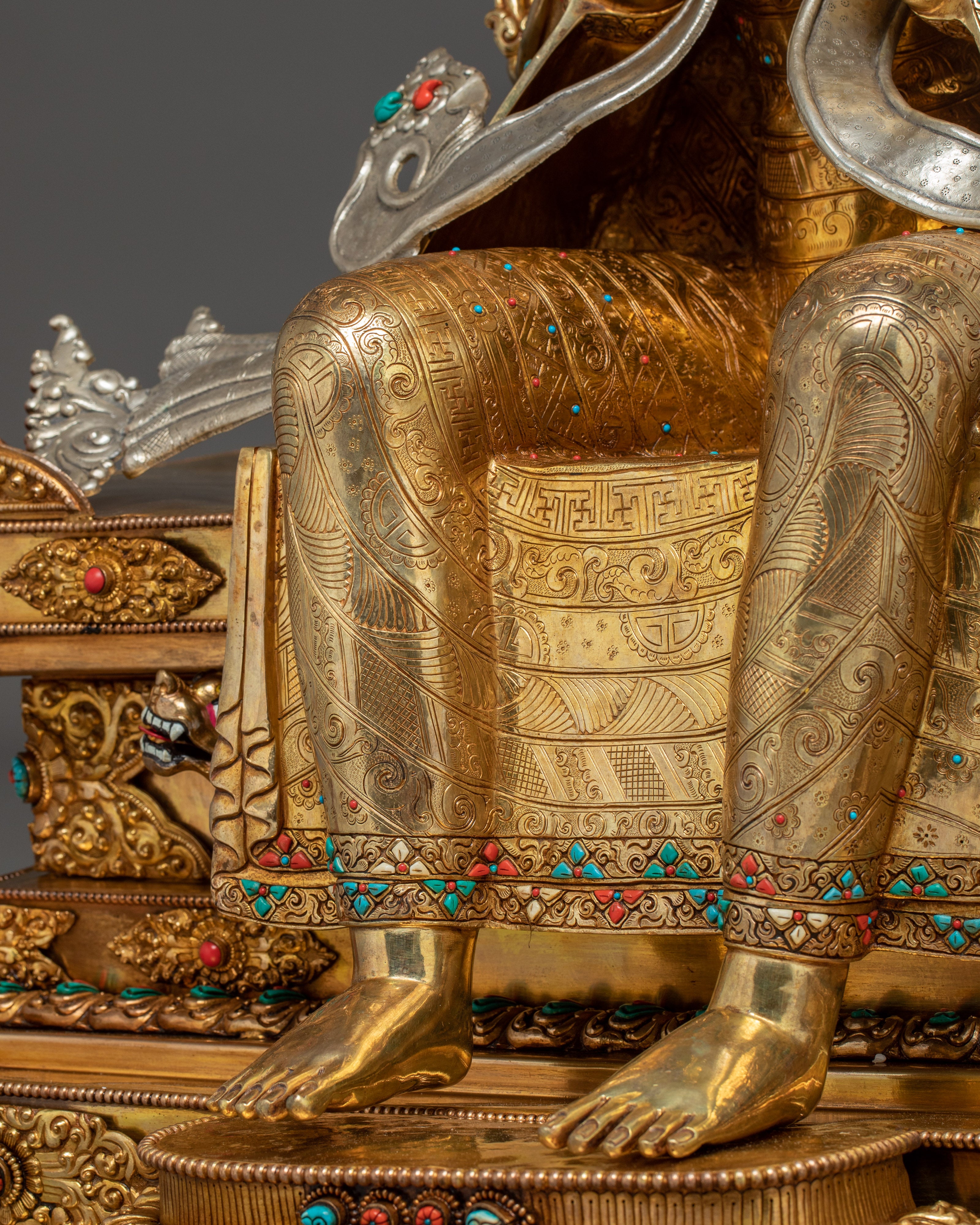 Majestic Maitreya Buddha Statue with Throne