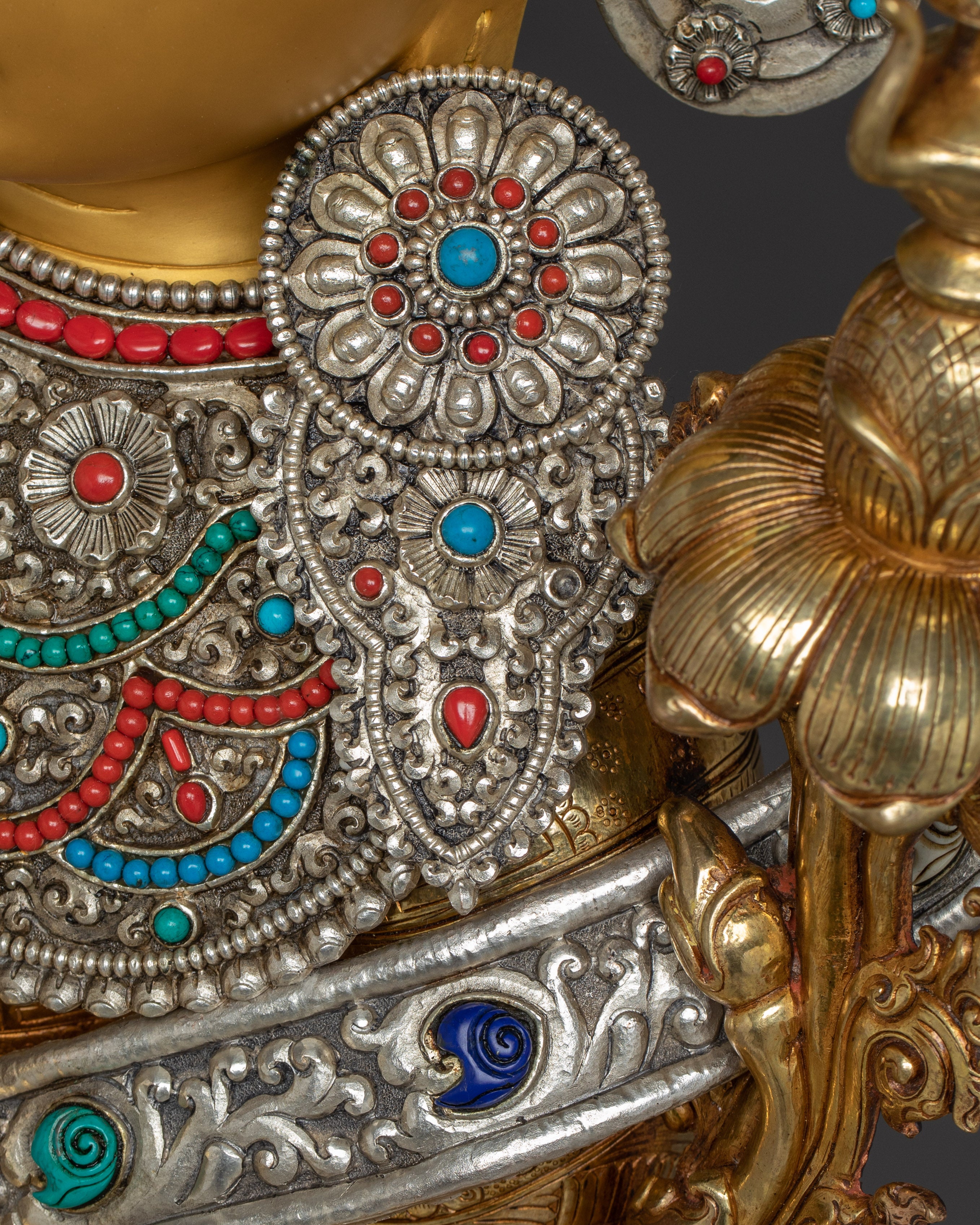 Majestic Maitreya Buddha Statue with Throne