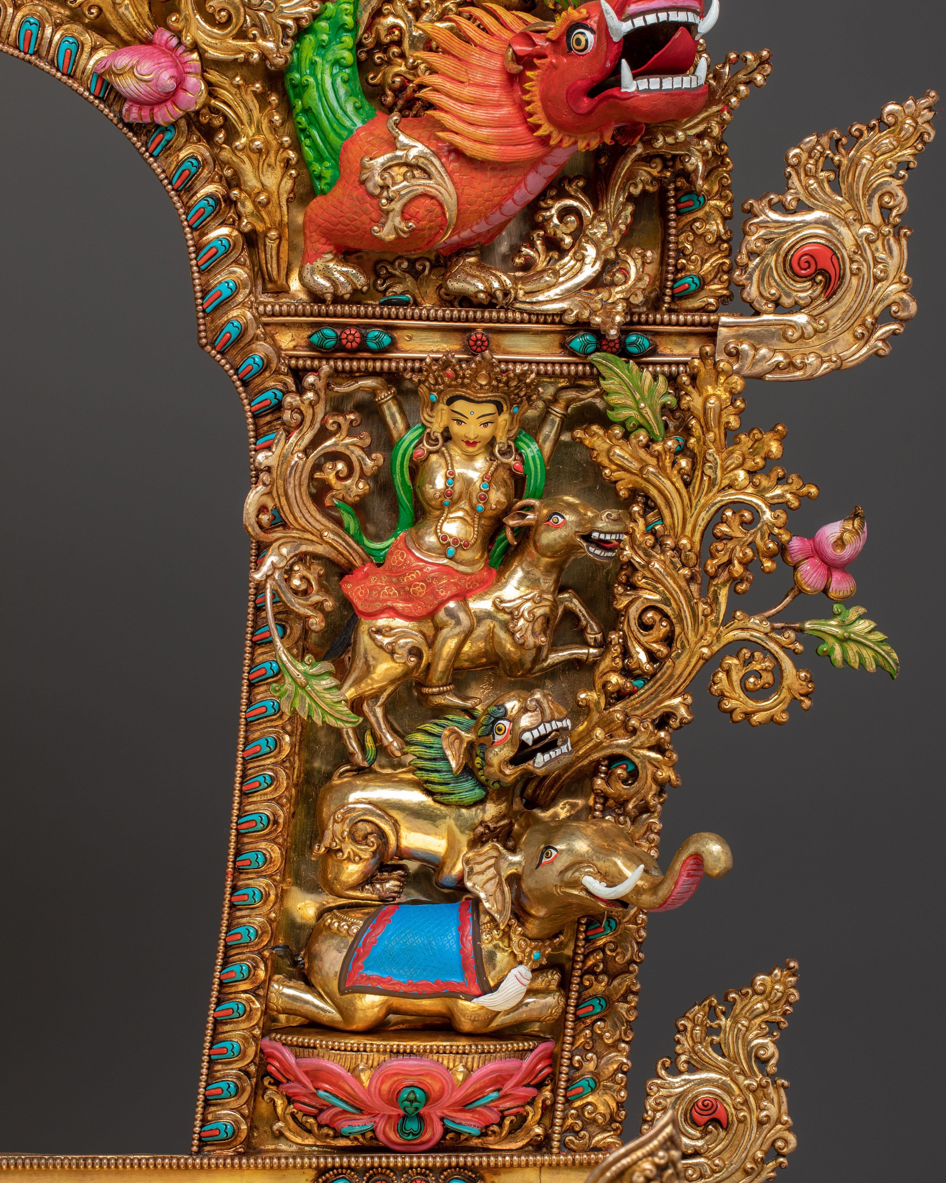 Majestic Maitreya Buddha Statue with Throne