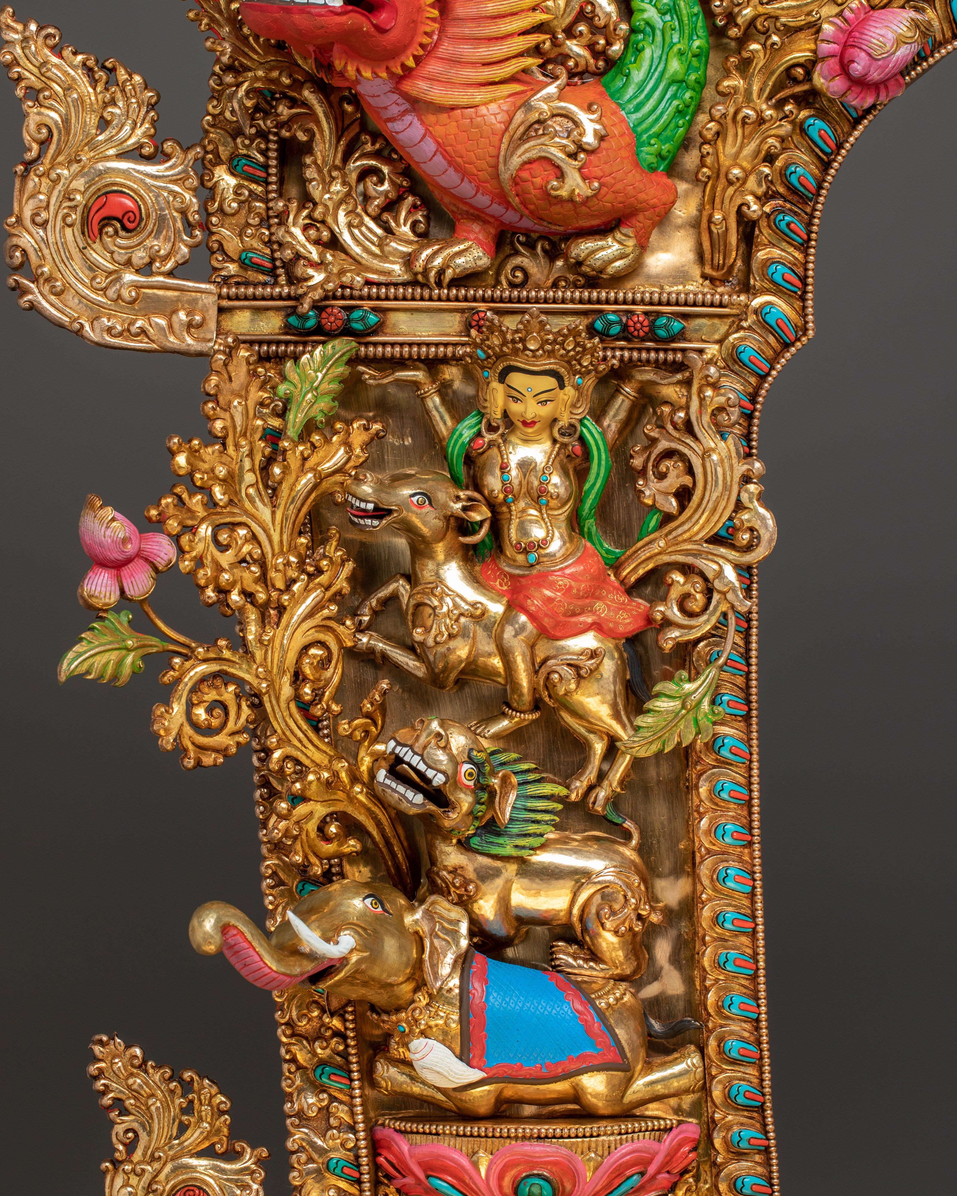 Majestic Maitreya Buddha Statue with Throne