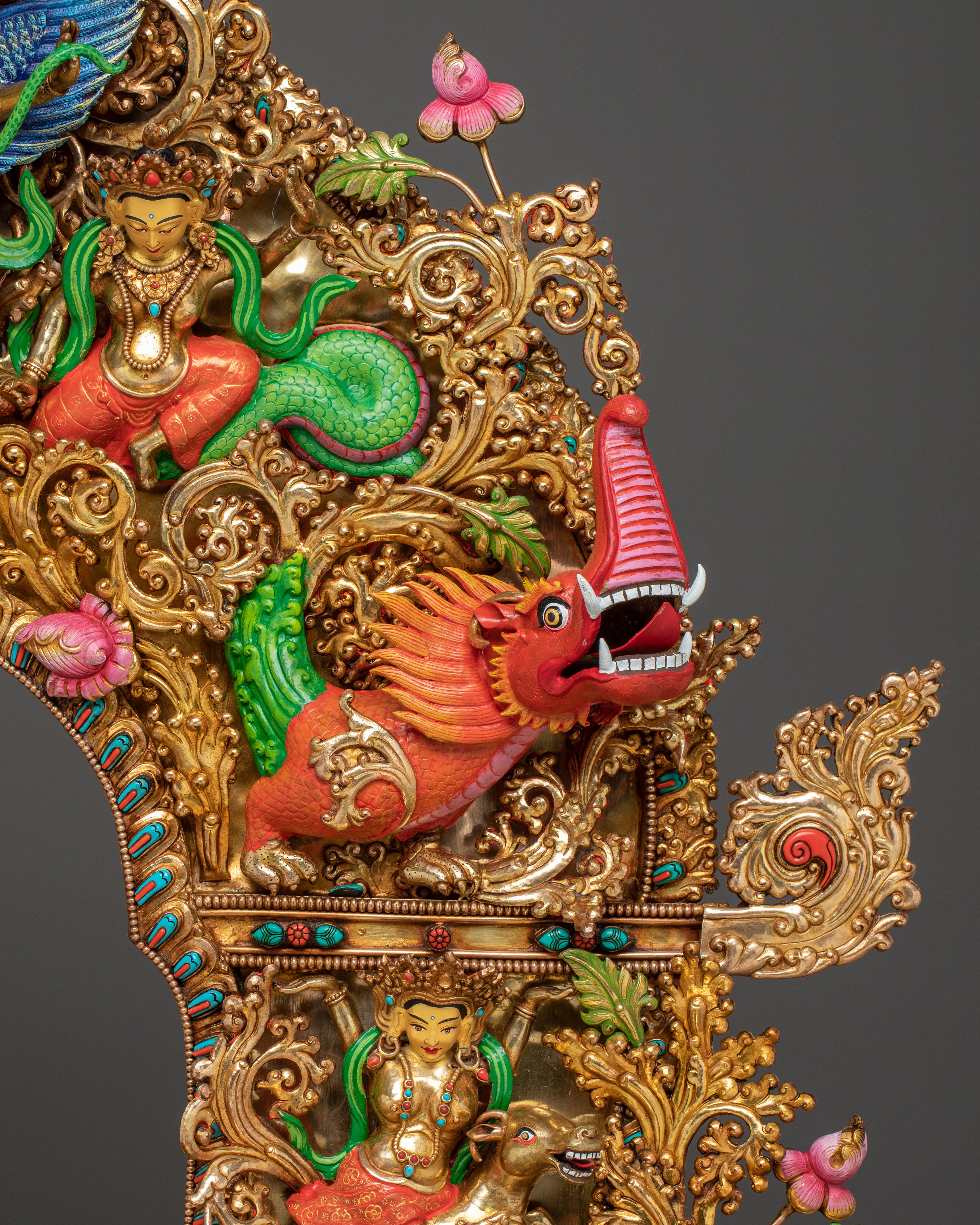 Majestic Maitreya Buddha Statue with Throne